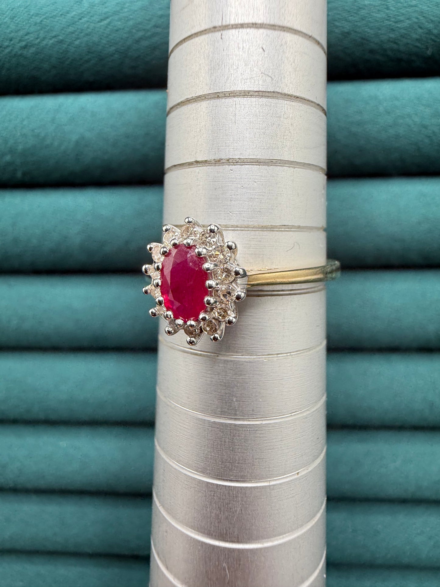 9ct gold ruby and diamond ring