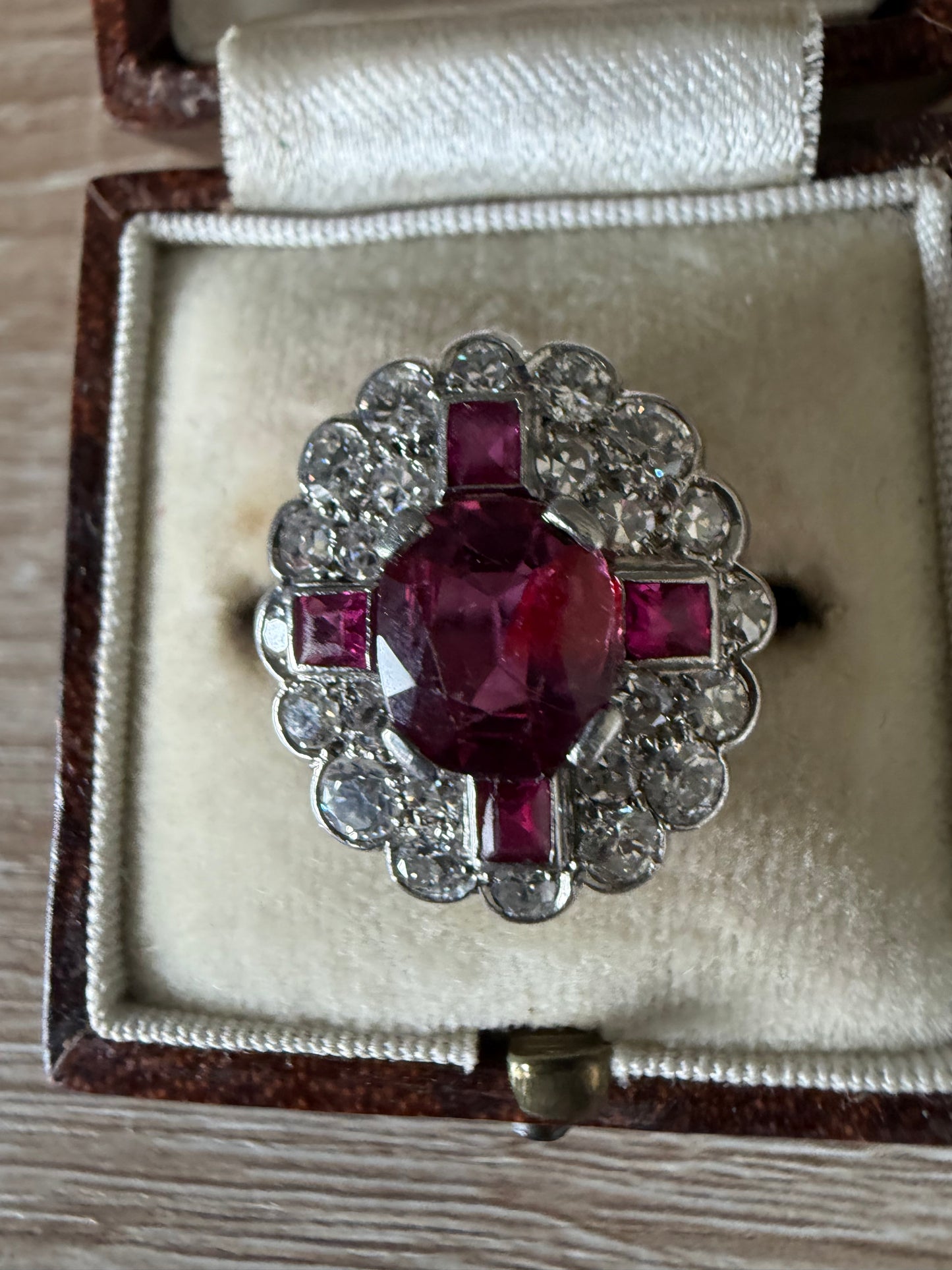 Art deco ruby and diamond ring