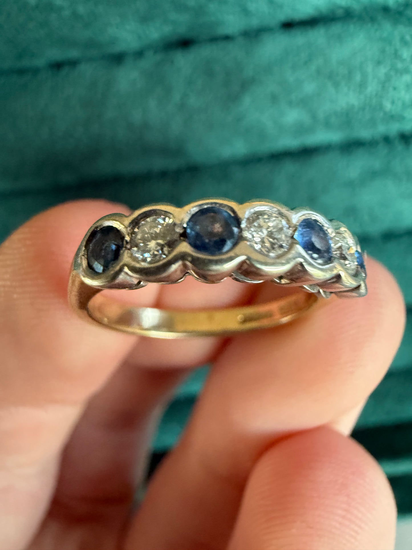 9ct gold sapphire and diamond band ring