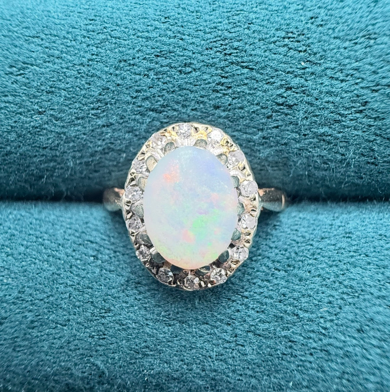 9ct gold opal and diamond ring