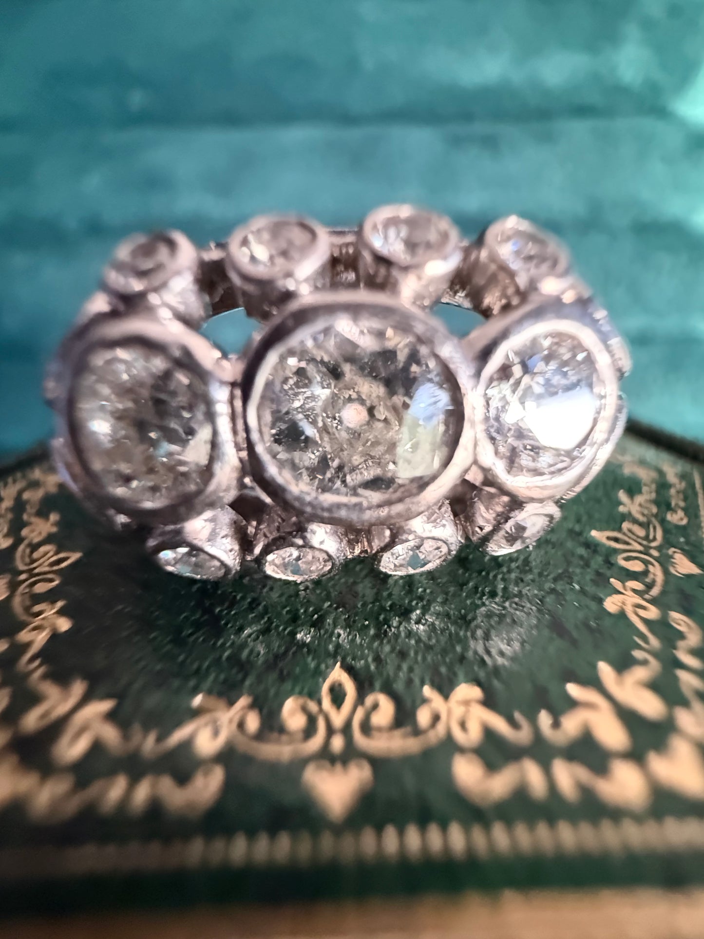 18ct white gold diamond tank ring