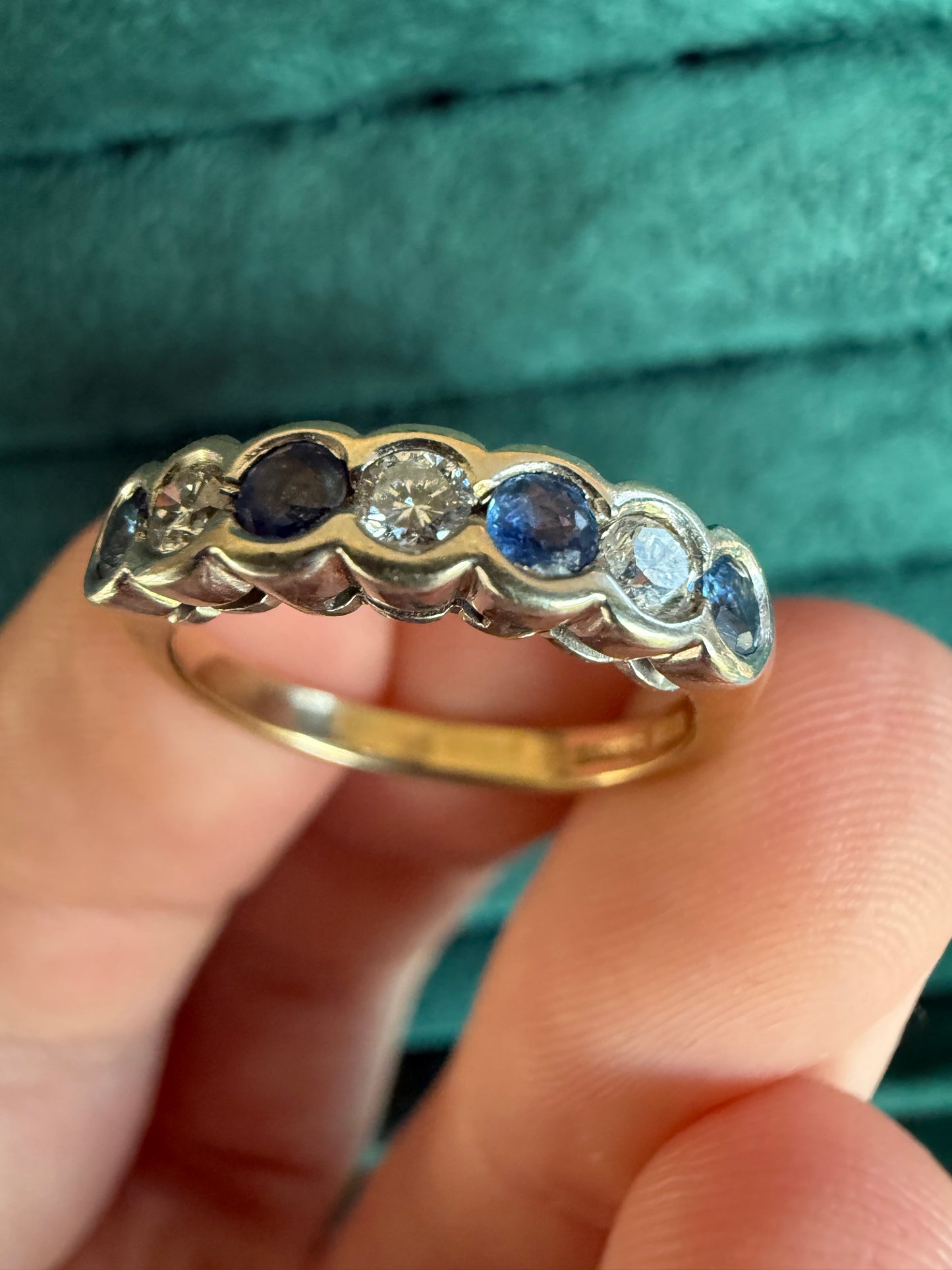 9ct gold sapphire and diamond band ring