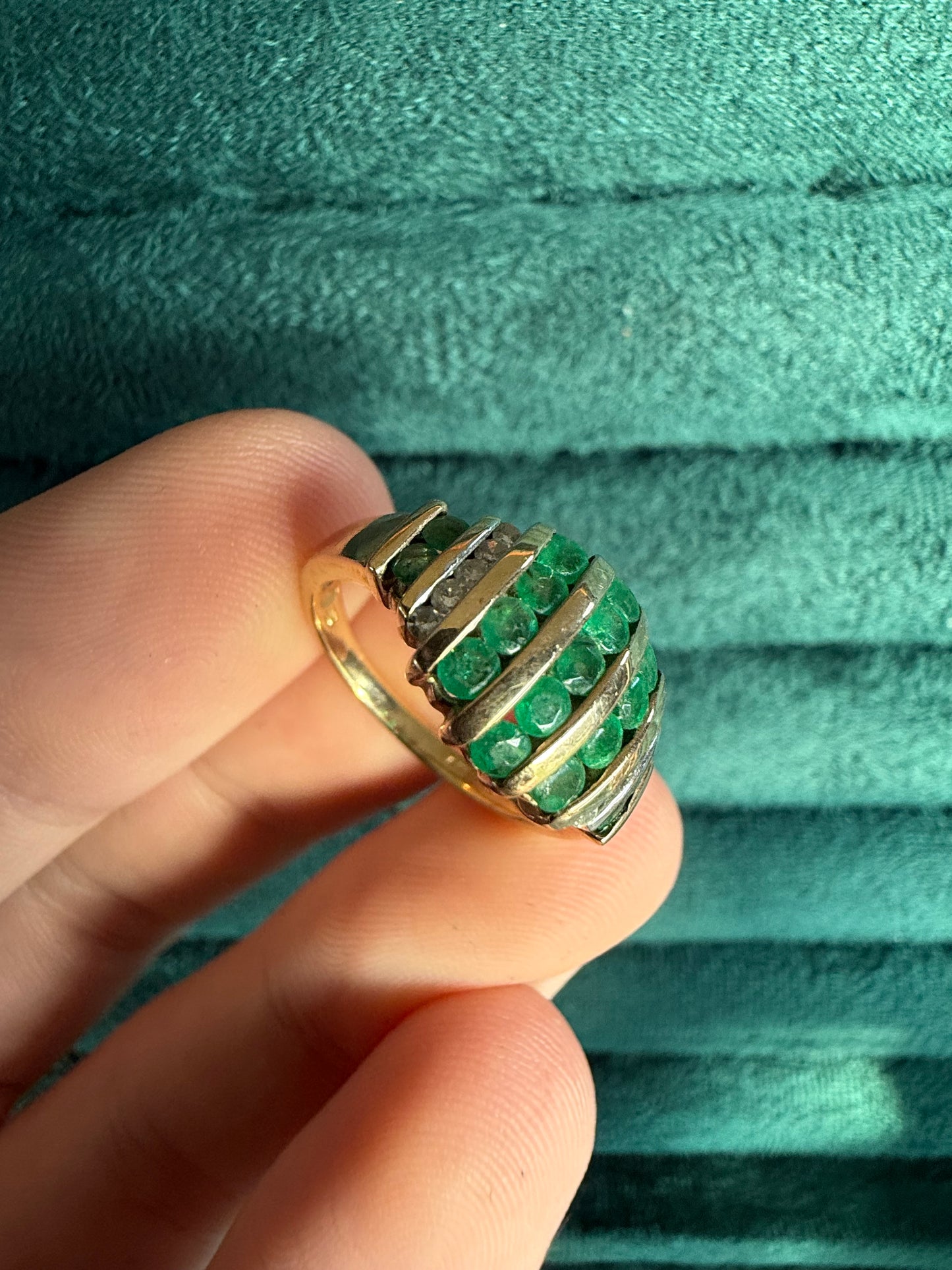 9ct gold Emerald and diamond ring