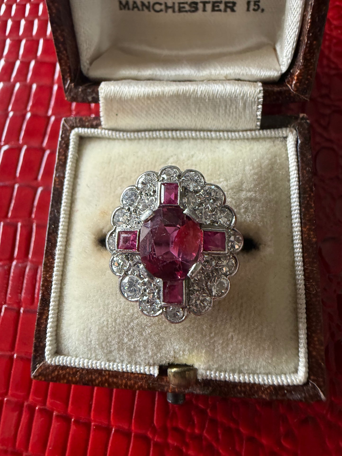 Art deco ruby and diamond ring