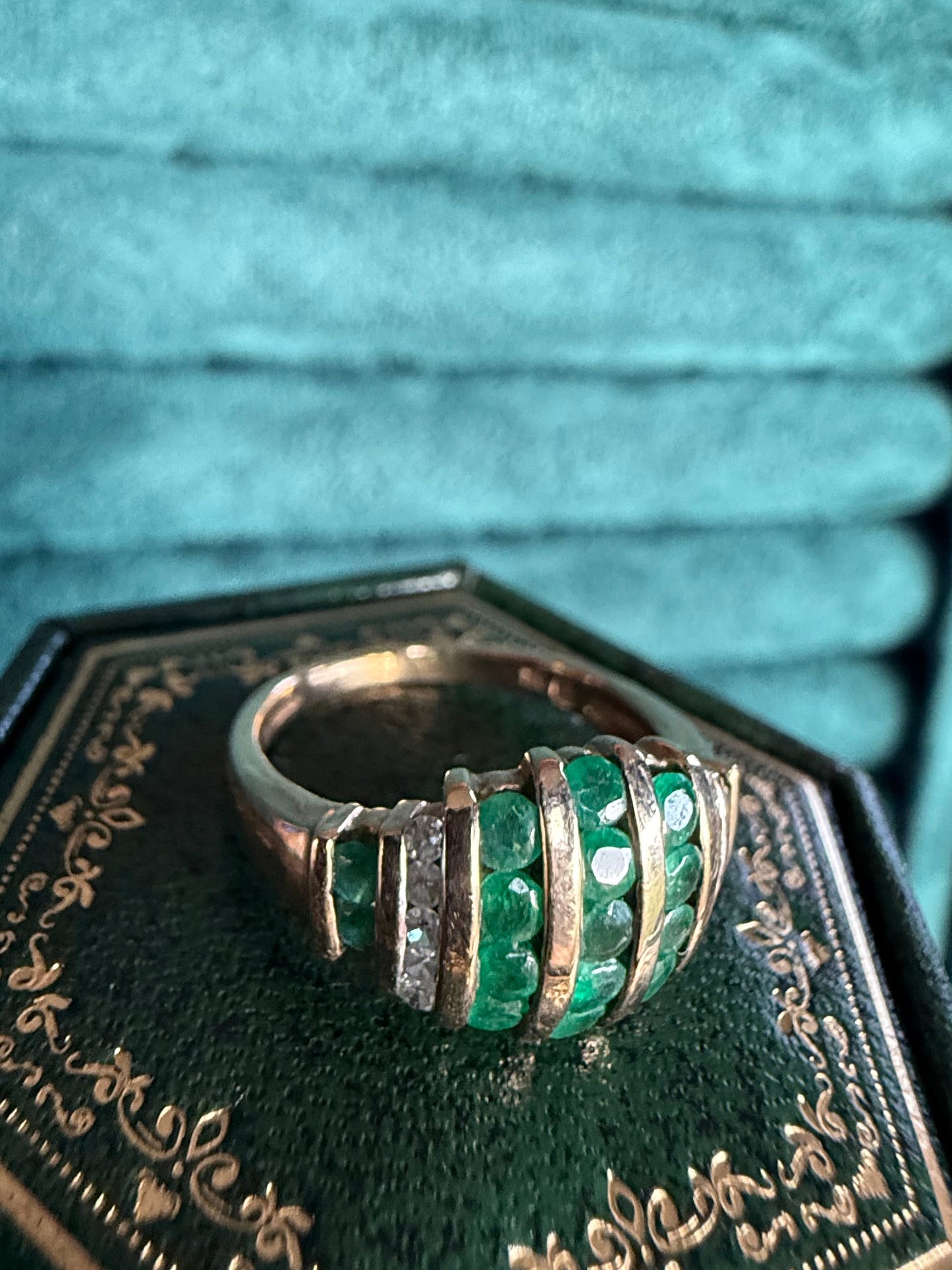9ct gold Emerald and diamond ring