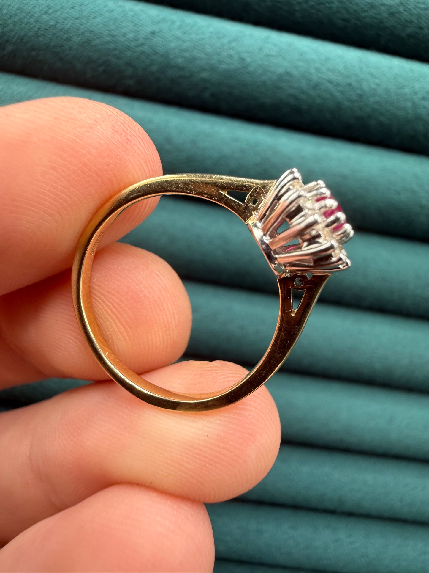 9ct gold ruby and diamond ring