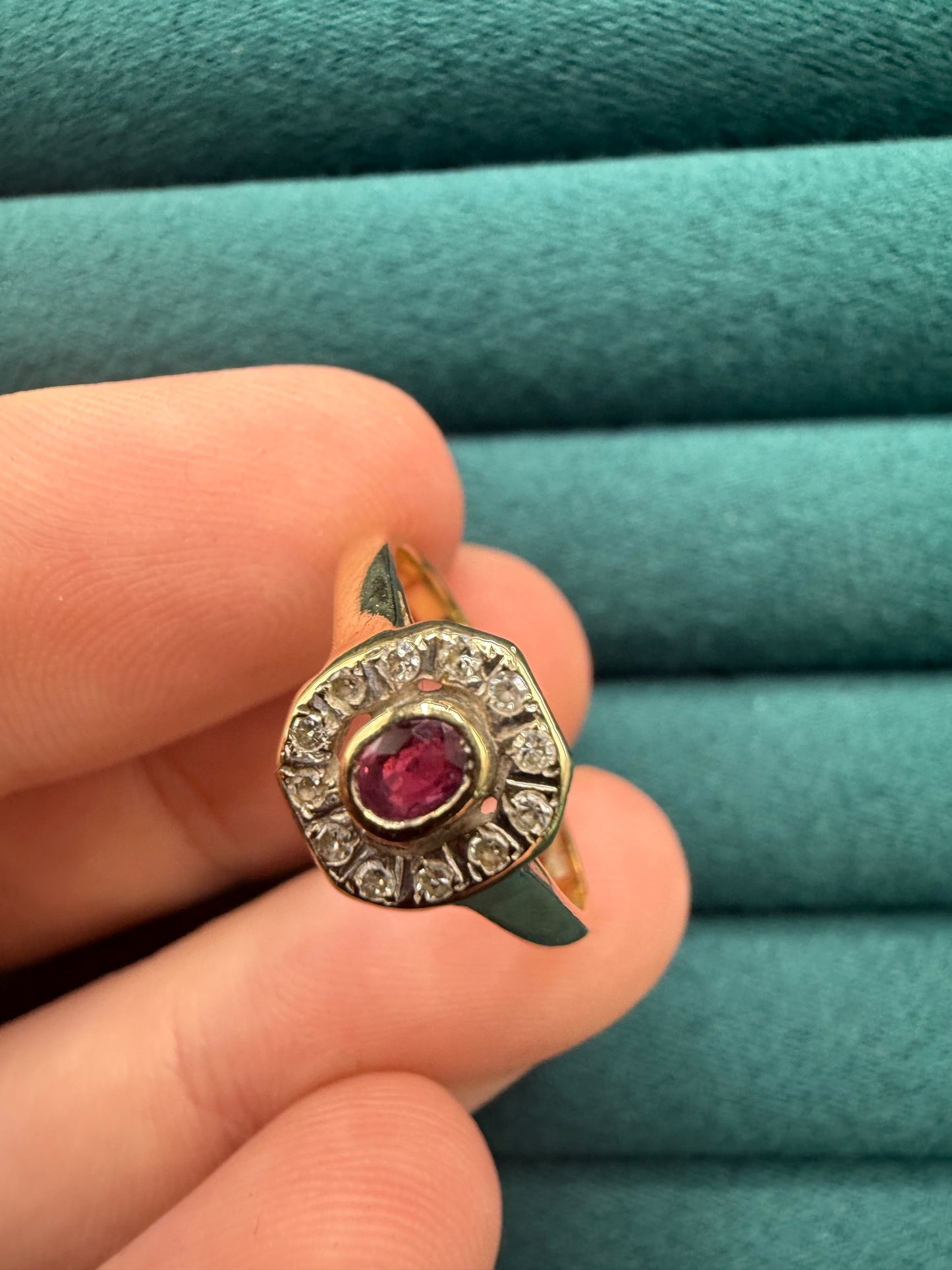 9ct gold ruby diamond ring