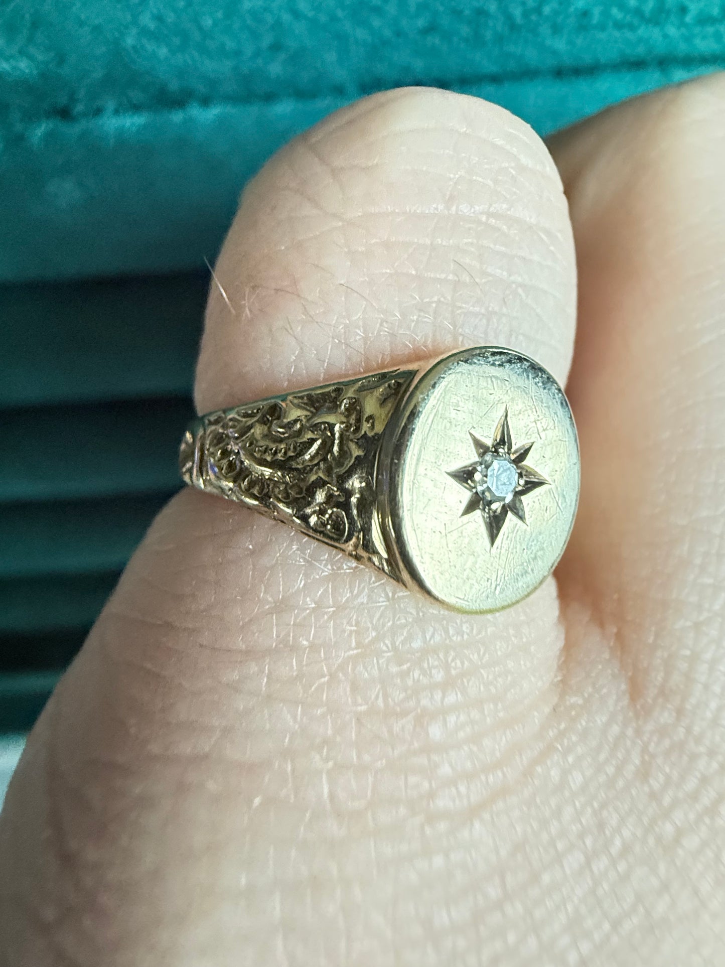 9ct gold diamond signet ring