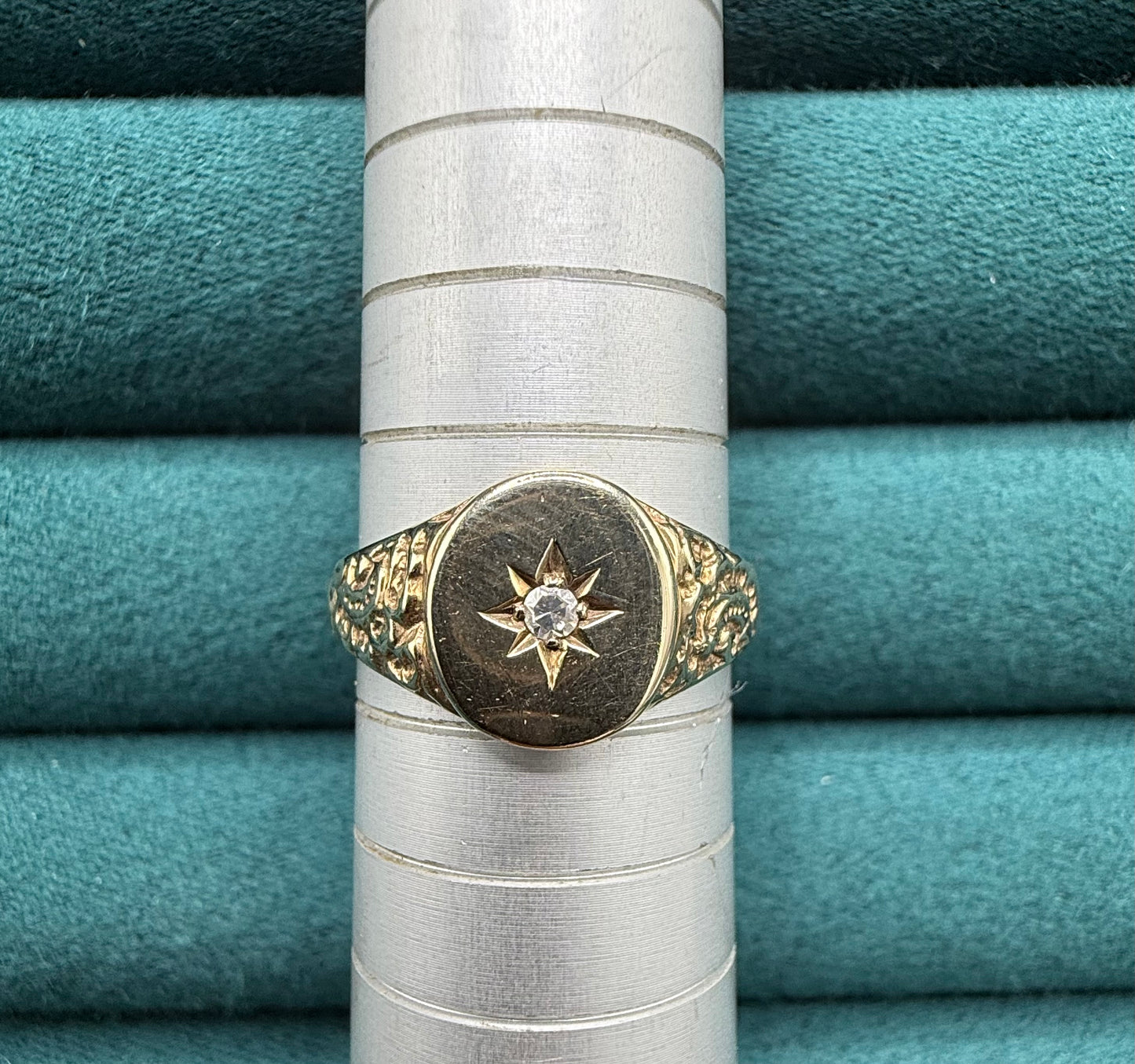 9ct gold diamond signet ring
