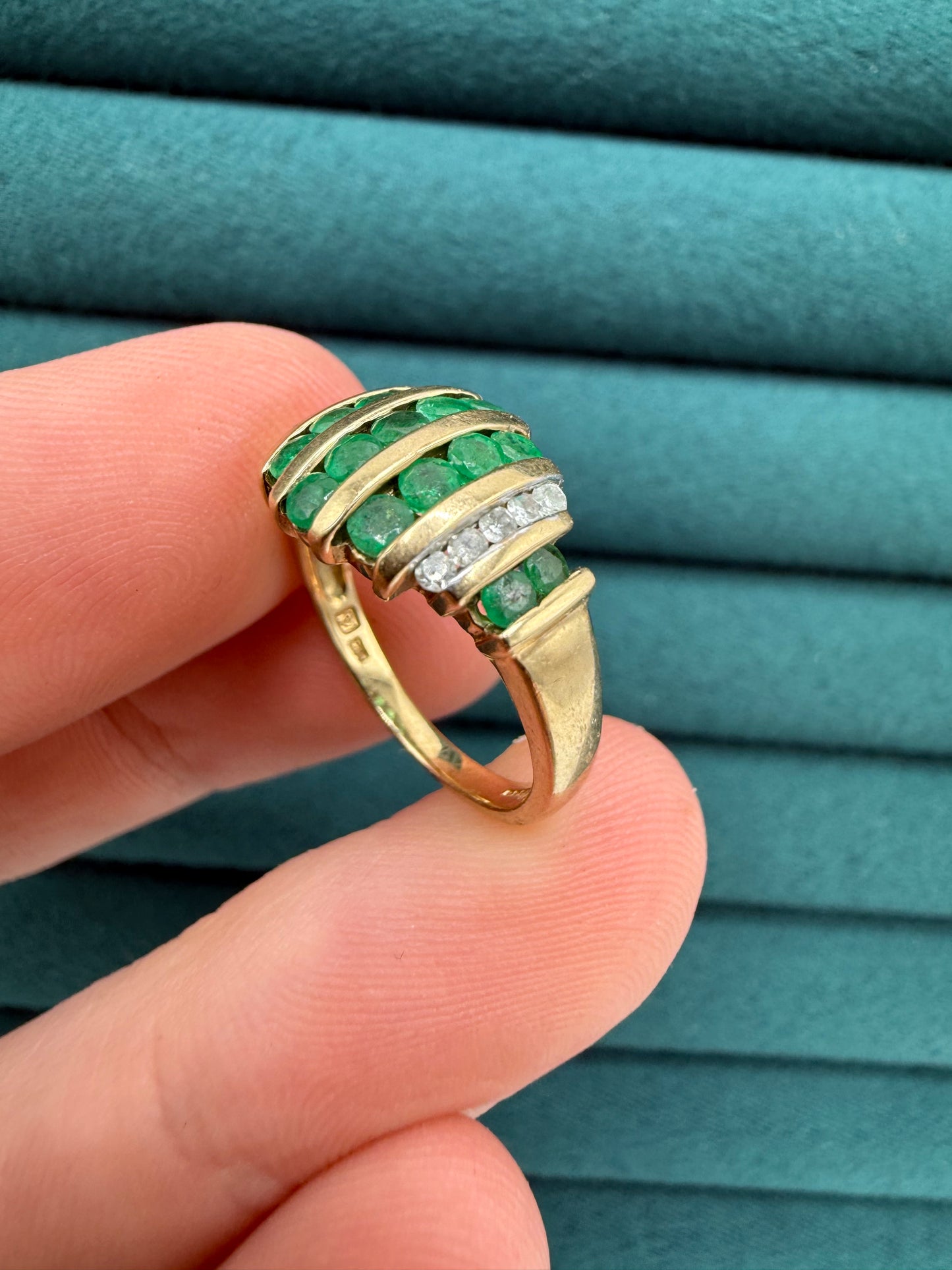 9ct gold Emerald and diamond ring