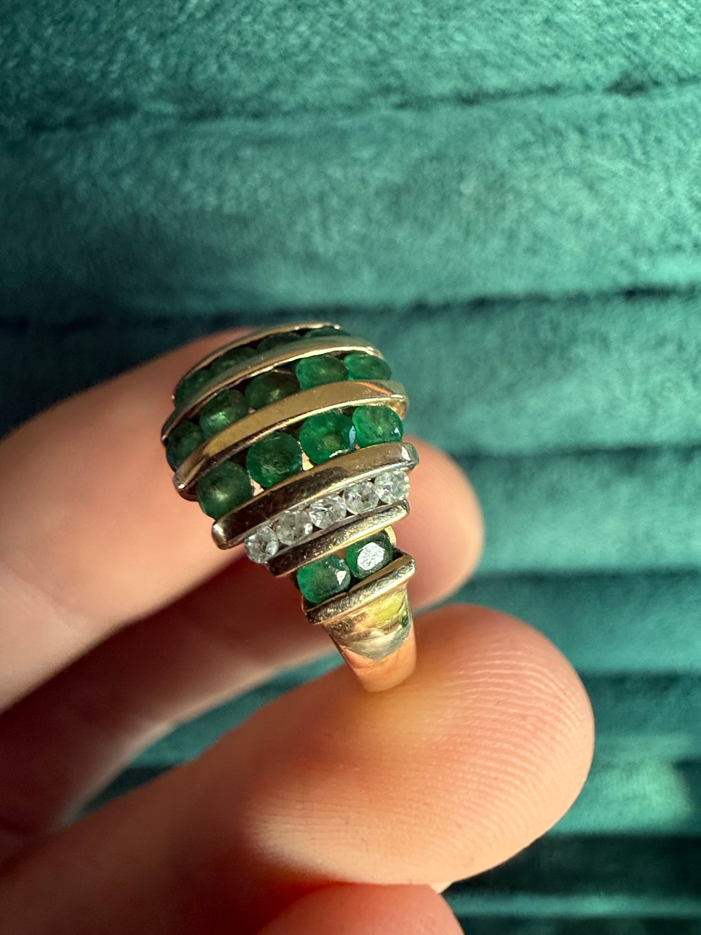 9ct gold Emerald and diamond ring