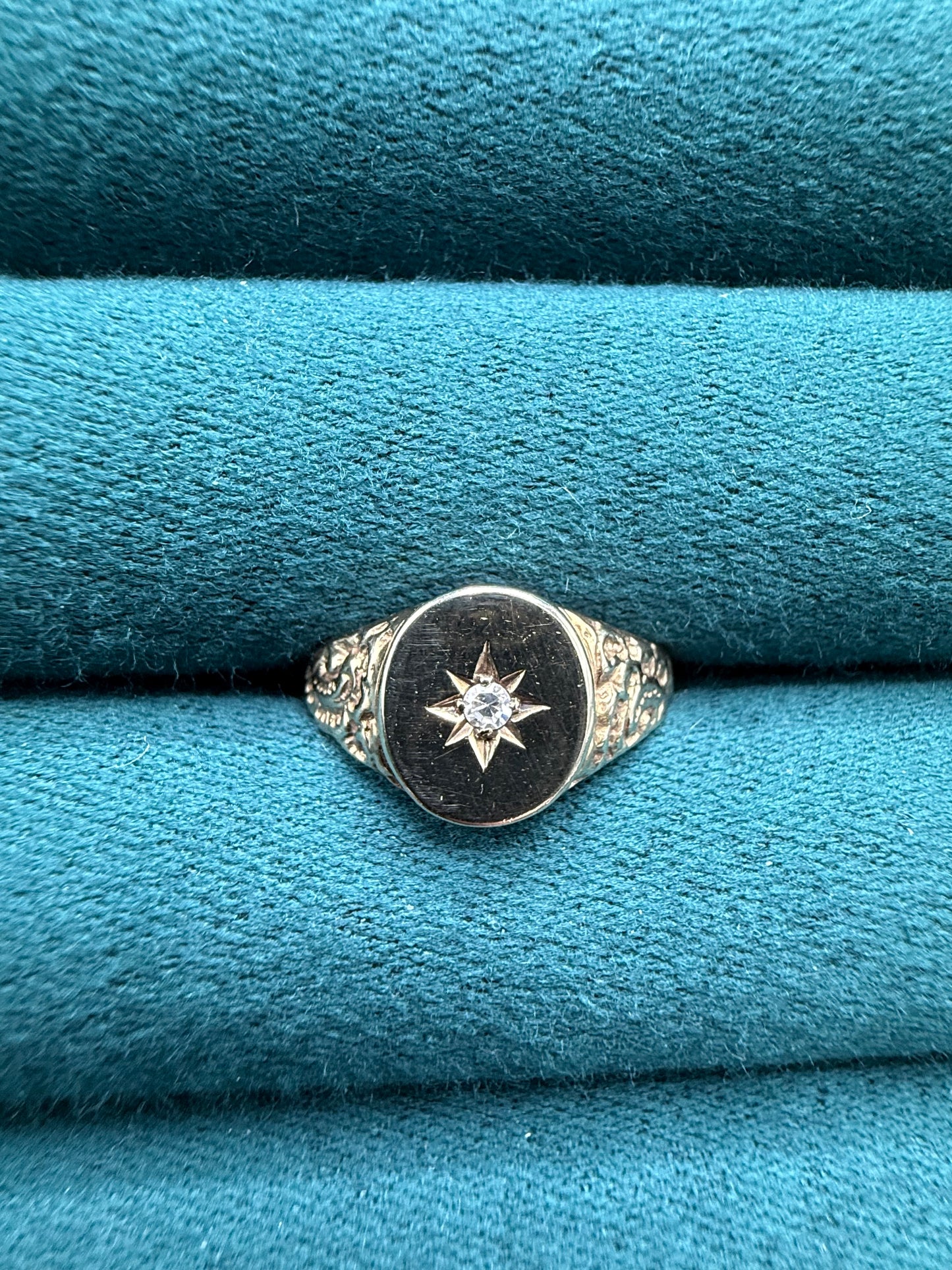 9ct gold diamond signet ring