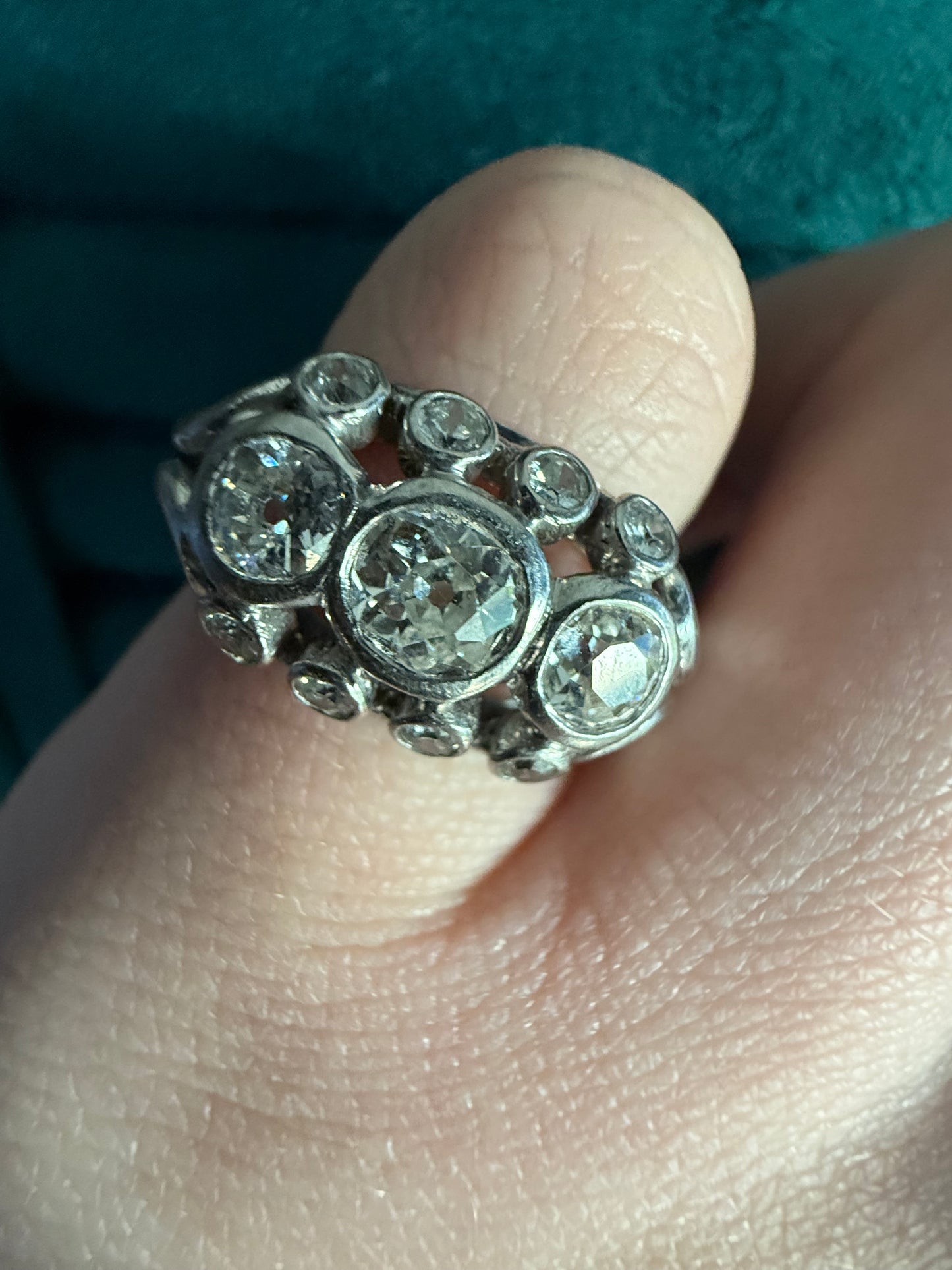 18ct white gold diamond tank ring