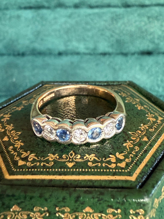 9ct gold sapphire and diamond band ring