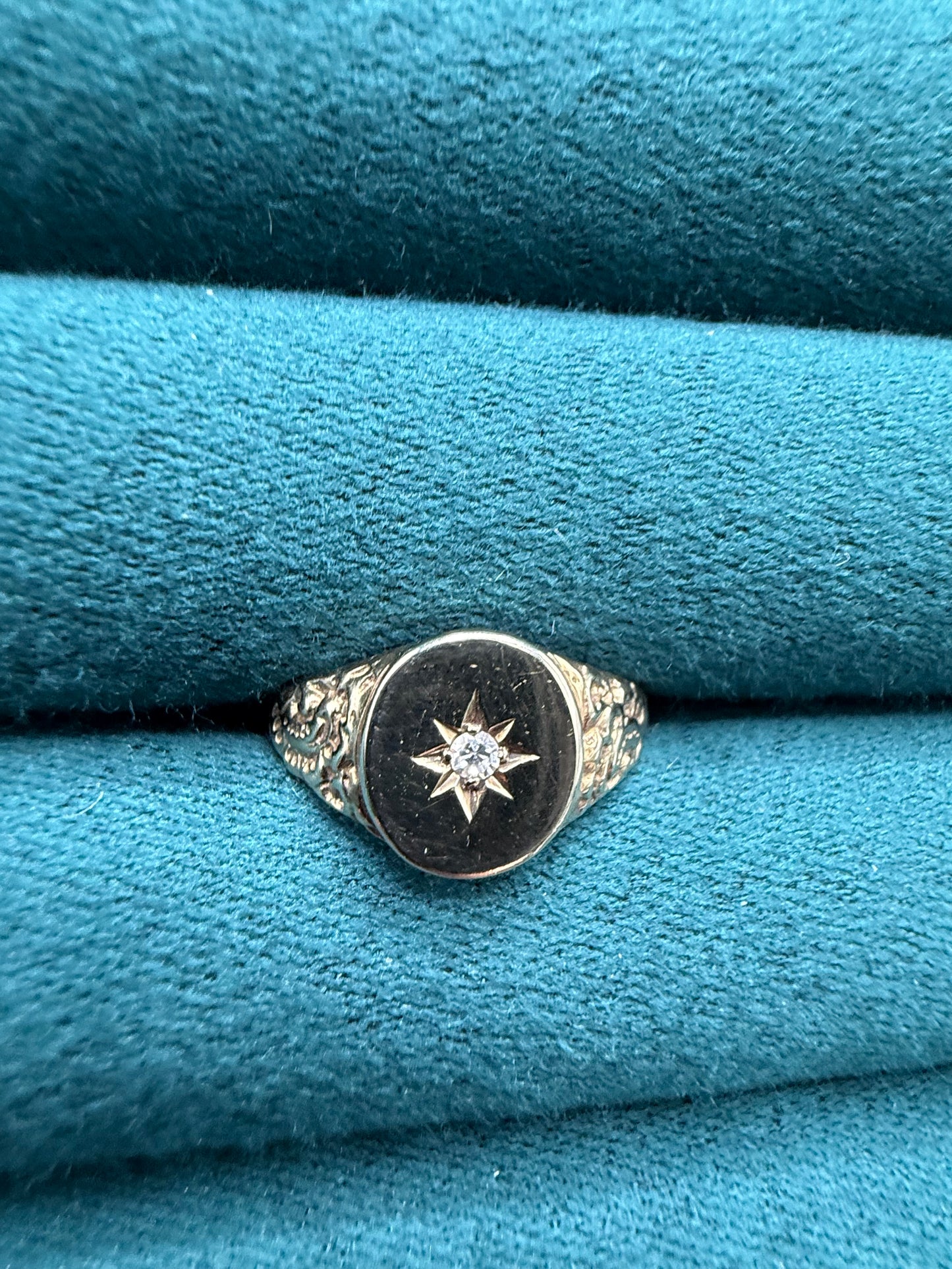 9ct gold diamond signet ring