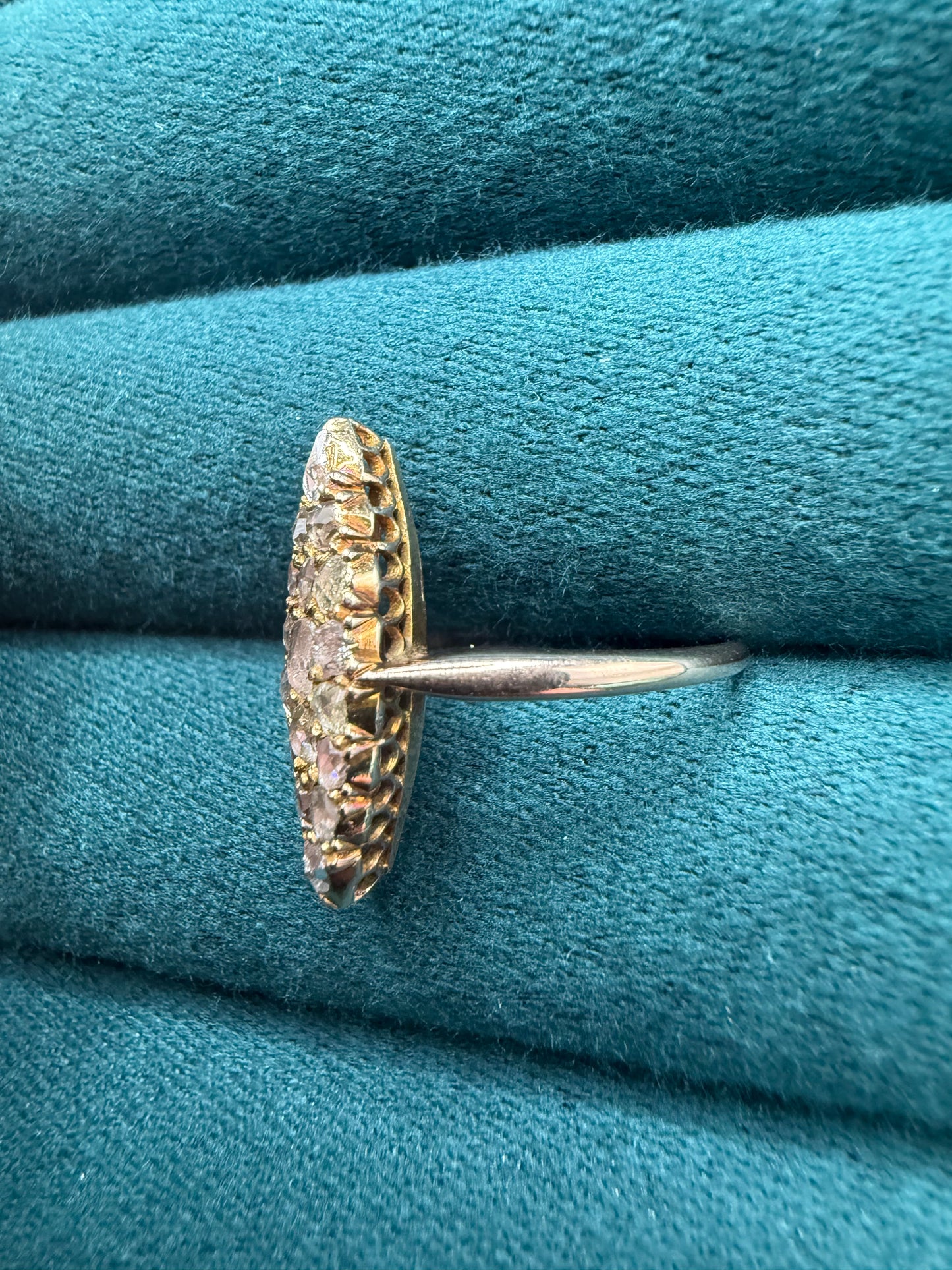 15ct gold rose cut diamond kite shape ring antuiqe