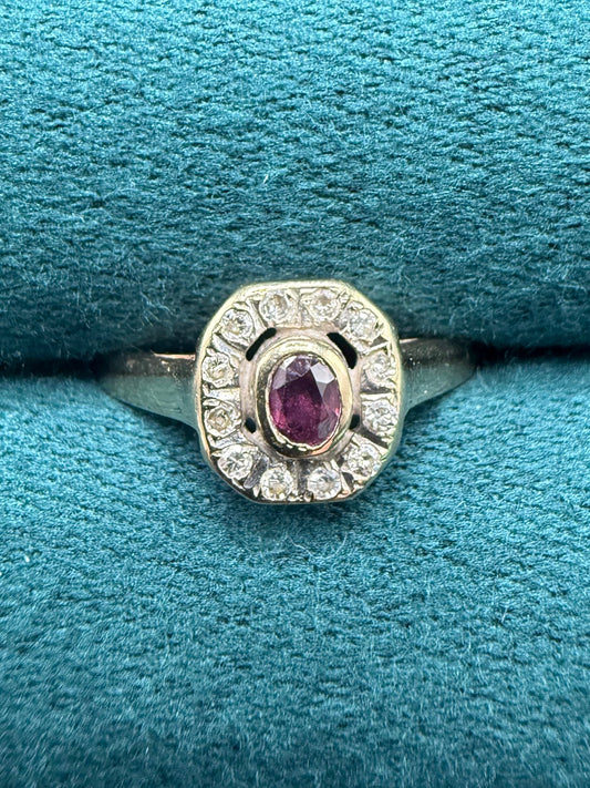 9ct gold ruby diamond ring