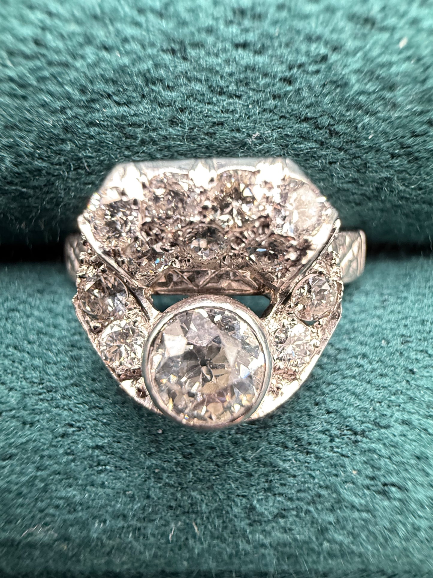 Platinum art deco old cuts diamond ring
