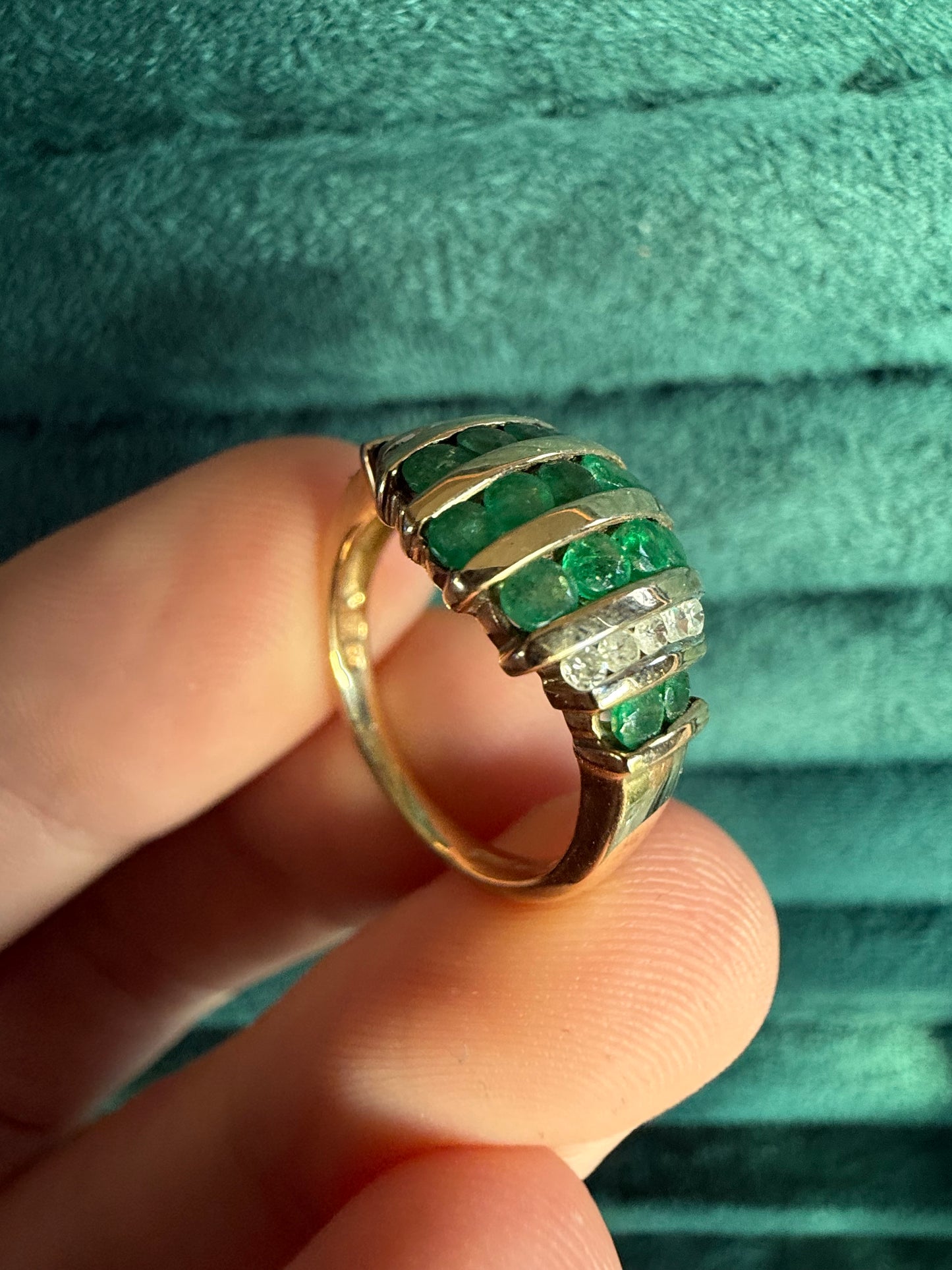 9ct gold Emerald and diamond ring