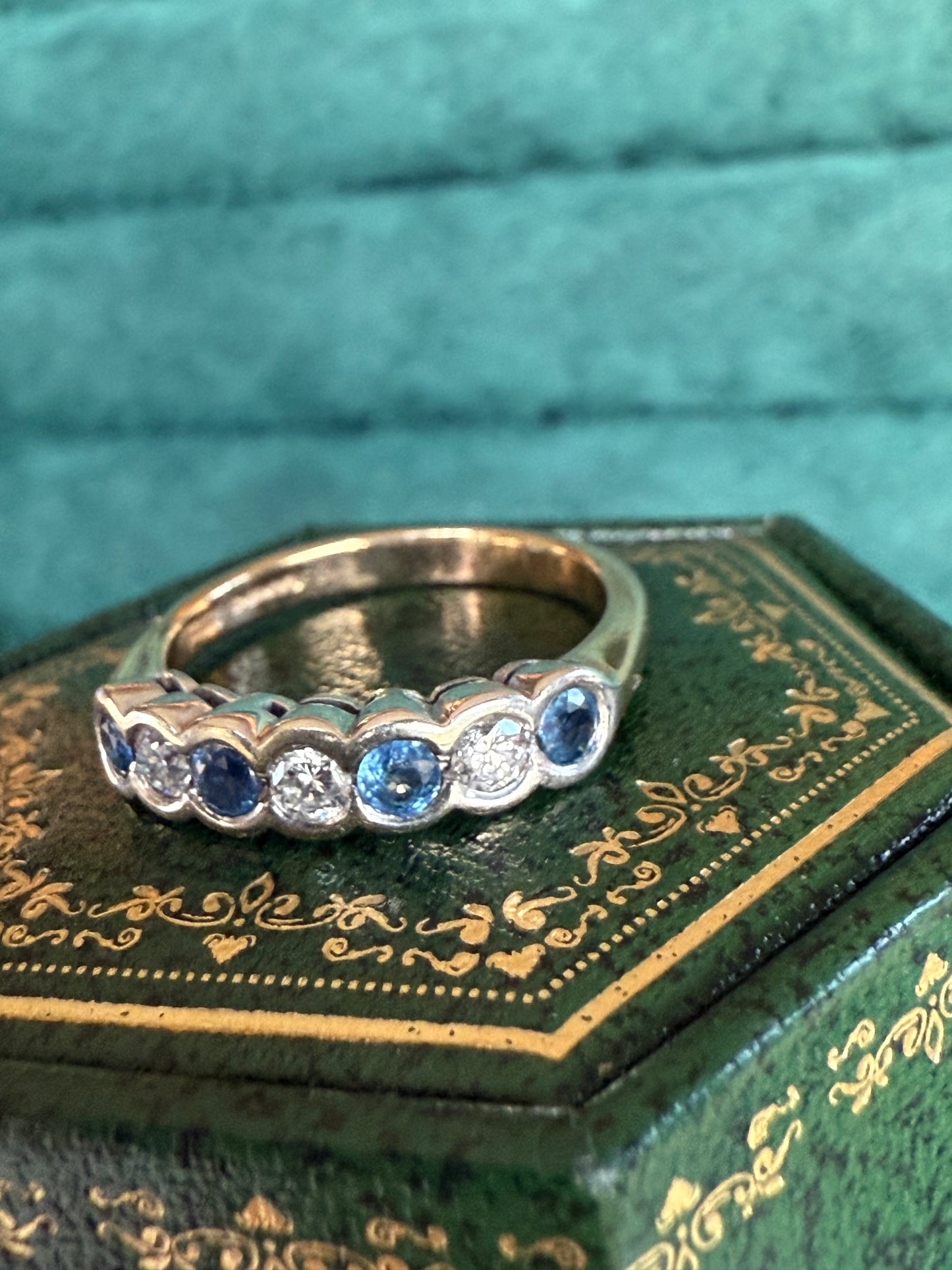 9ct gold sapphire and diamond band ring