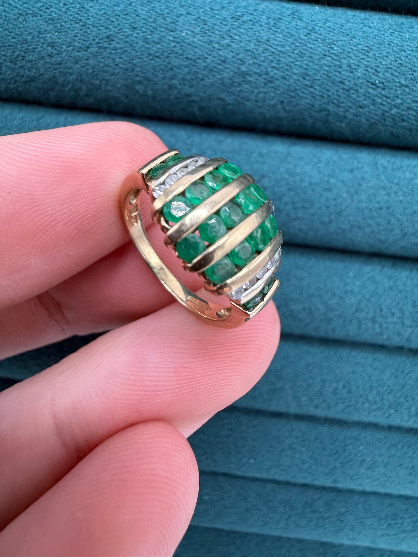 9ct gold Emerald and diamond ring
