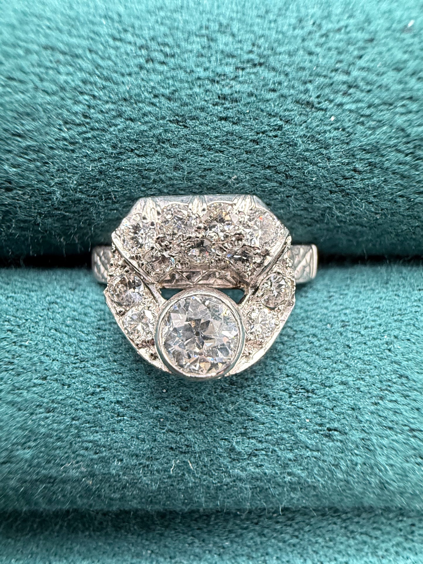 Platinum art deco old cuts diamond ring
