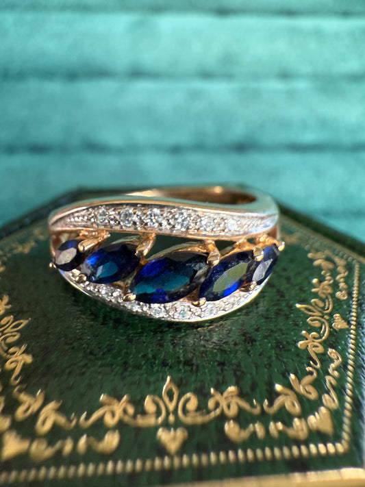 9ct gold sapphire and diamond ring