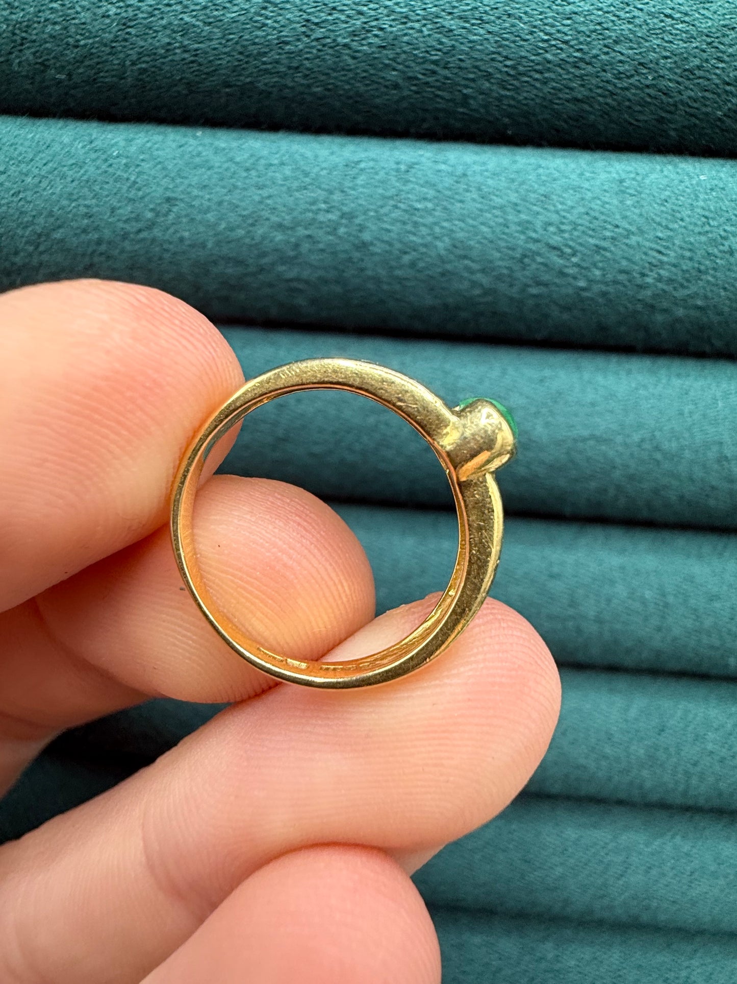 18ct gold cabochon emerald and diamond ring
