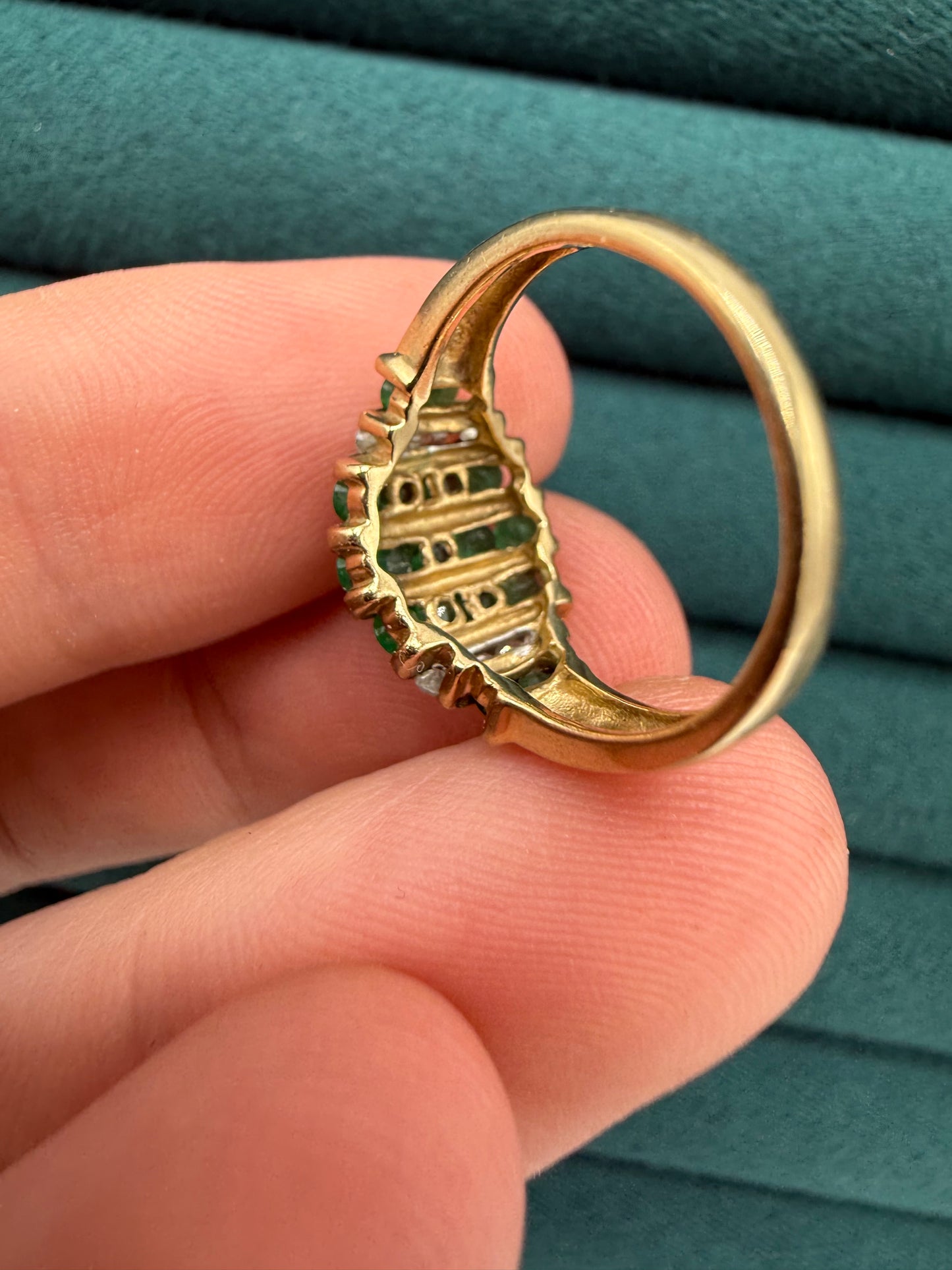 9ct gold Emerald and diamond ring