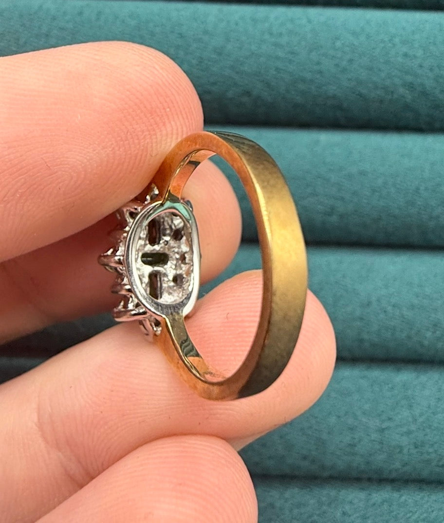 9ct gold emerald and diamond ring