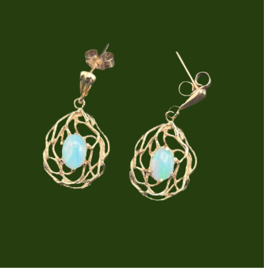 9ct gold opal earrings