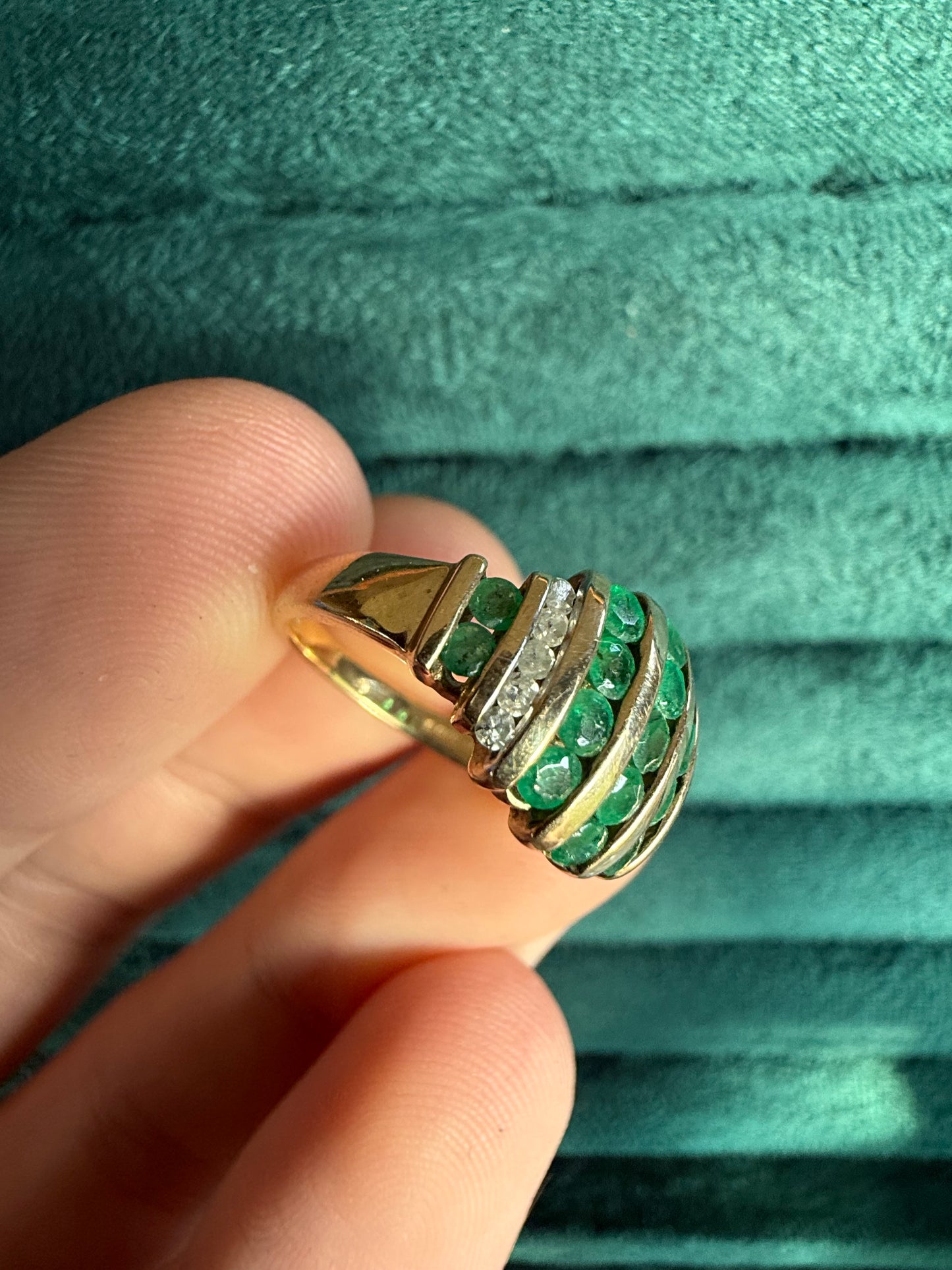 9ct gold Emerald and diamond ring