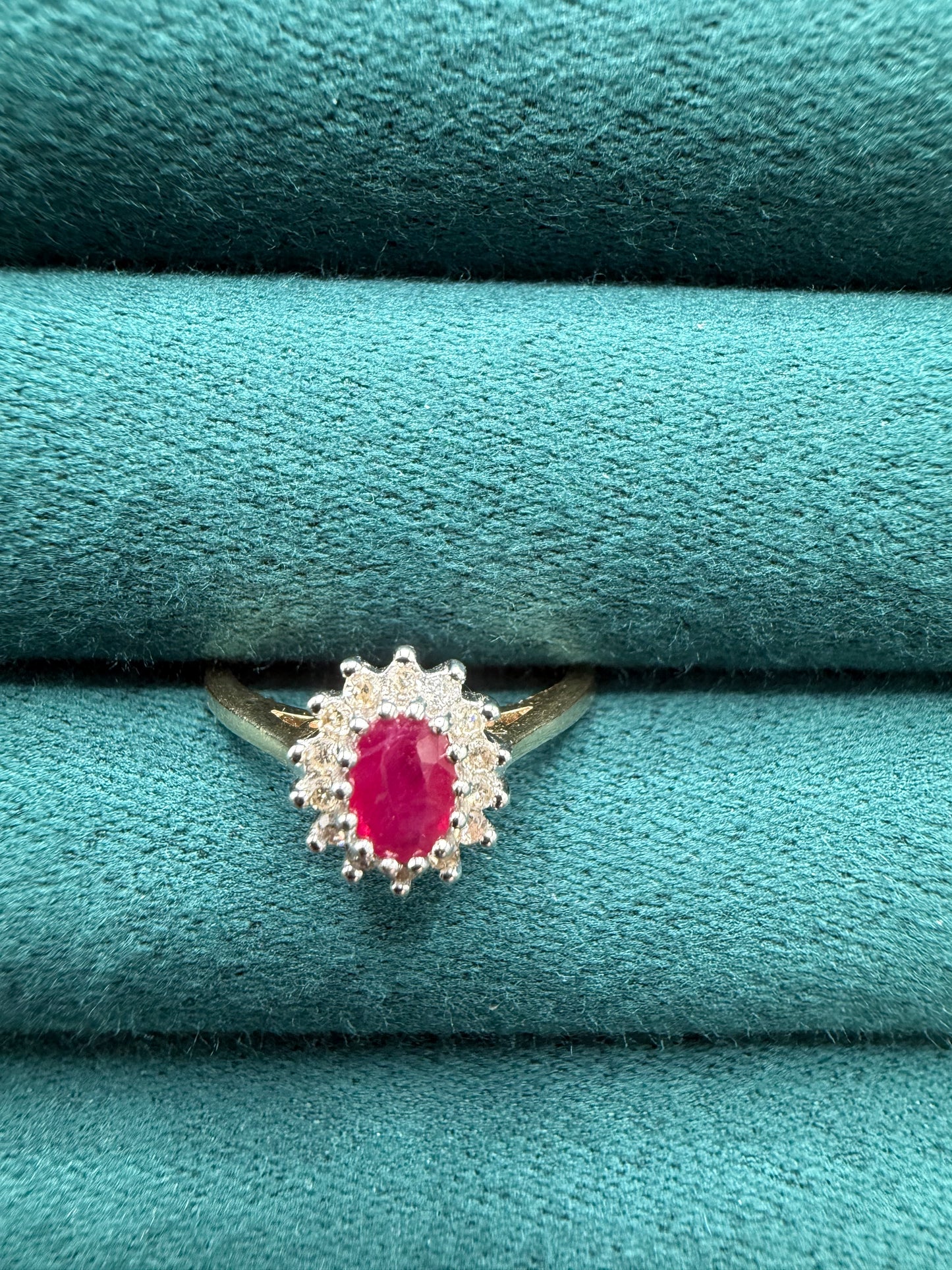 9ct gold ruby and diamond ring