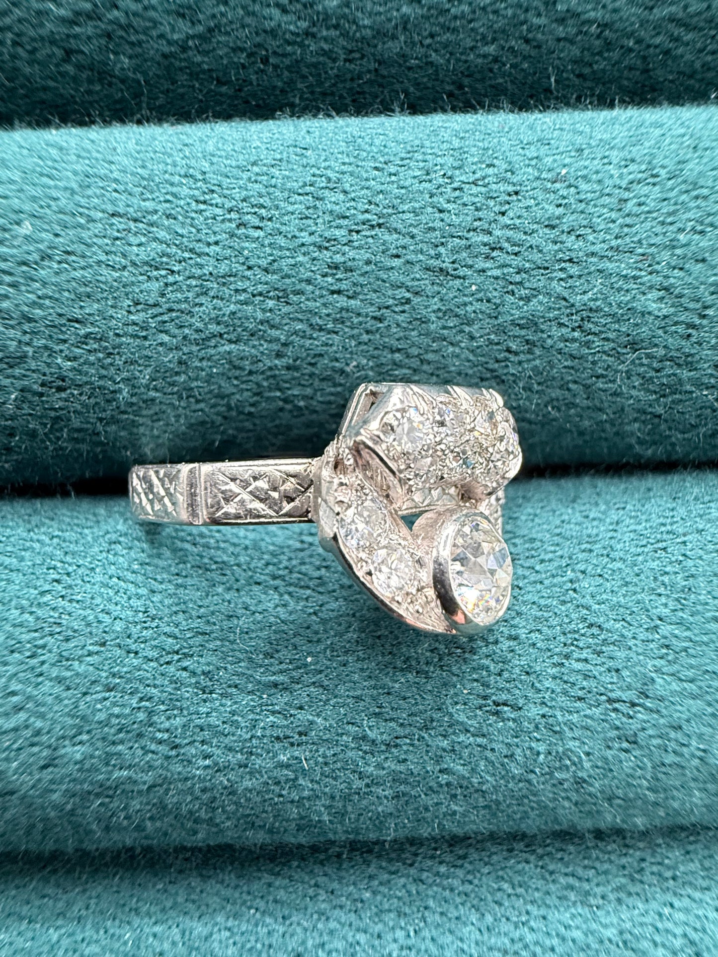 Platinum art deco old cuts diamond ring