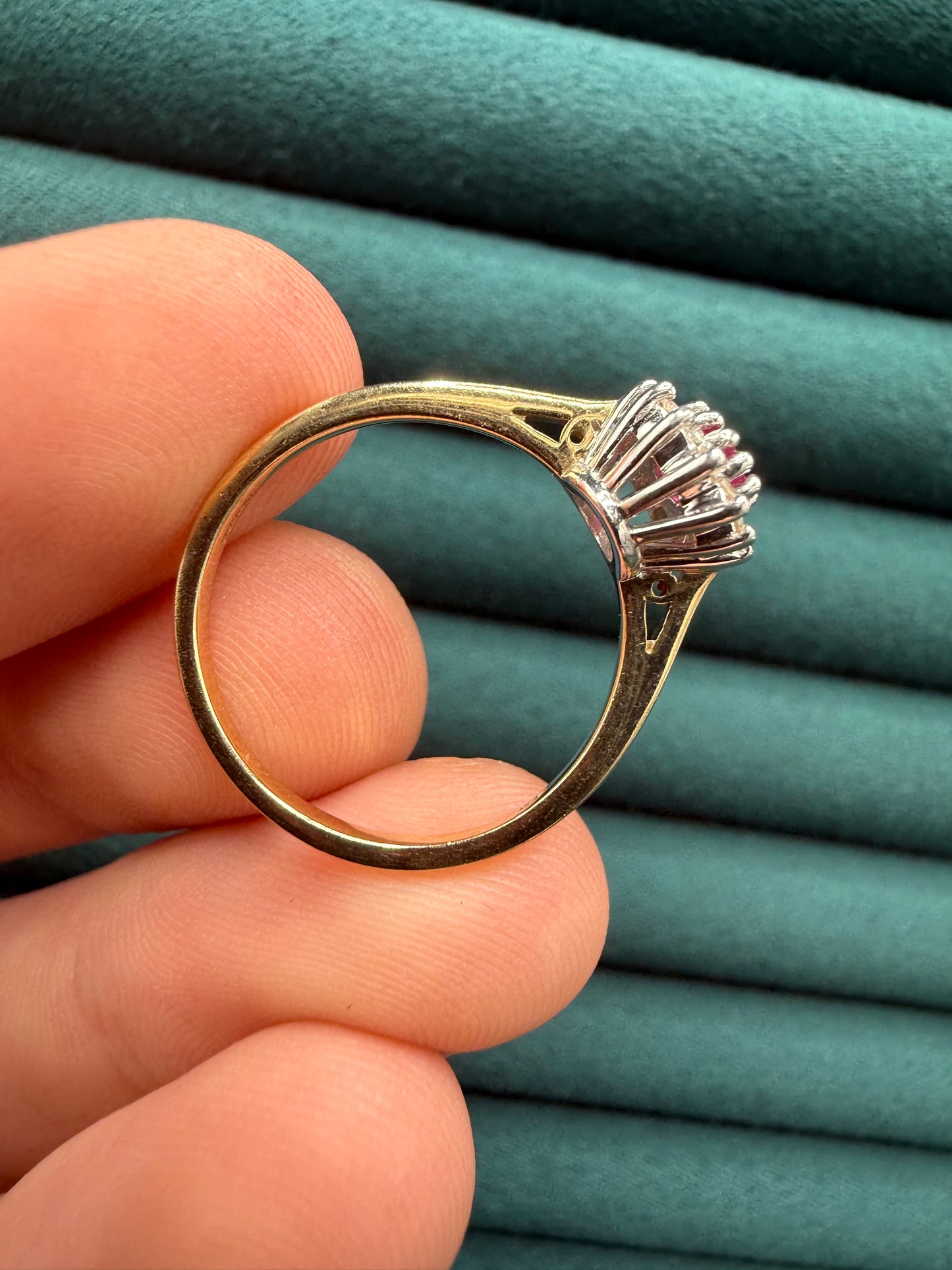 9ct gold ruby and diamond ring
