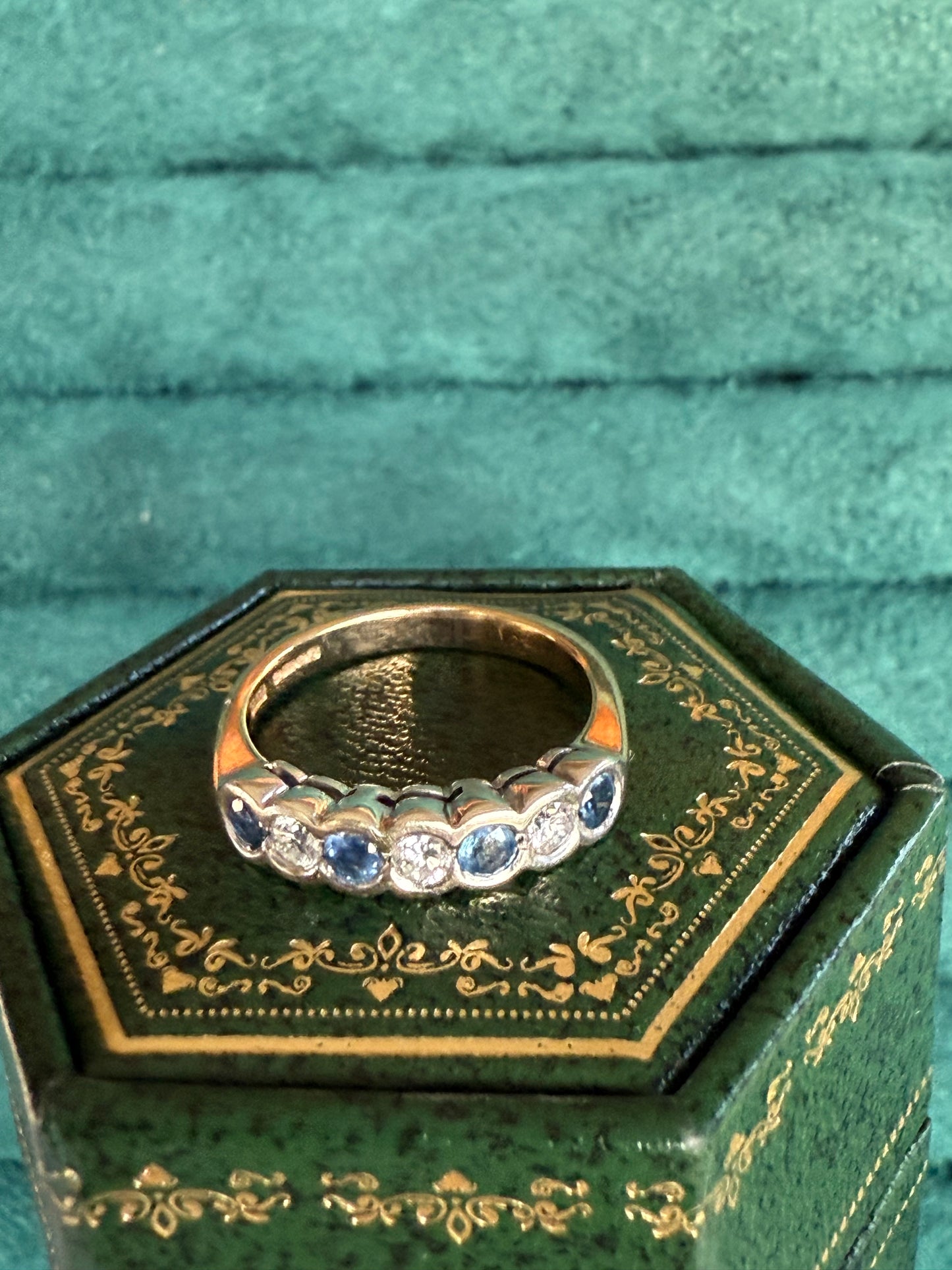 9ct gold sapphire and diamond band ring