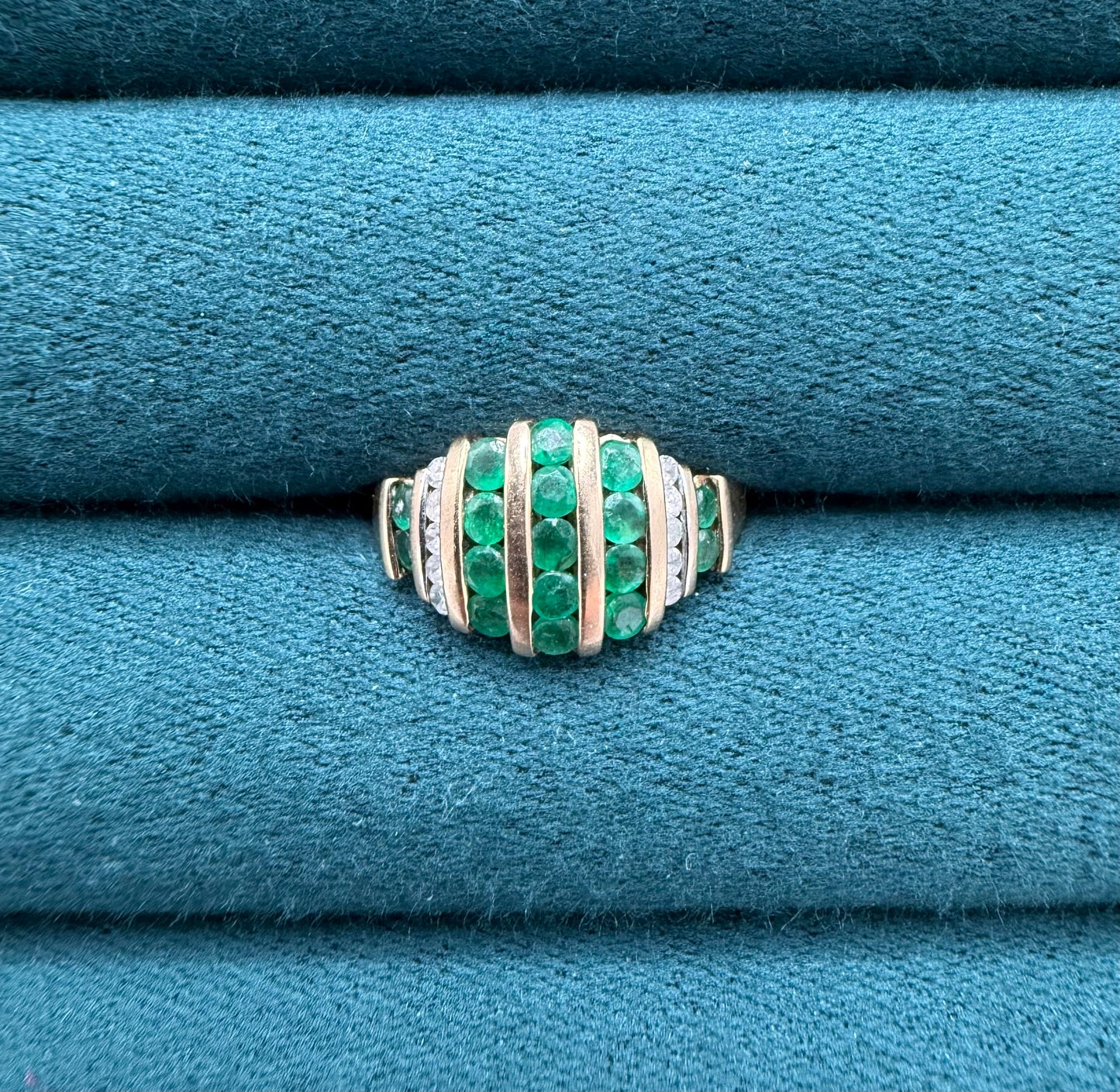 9ct gold Emerald and diamond ring