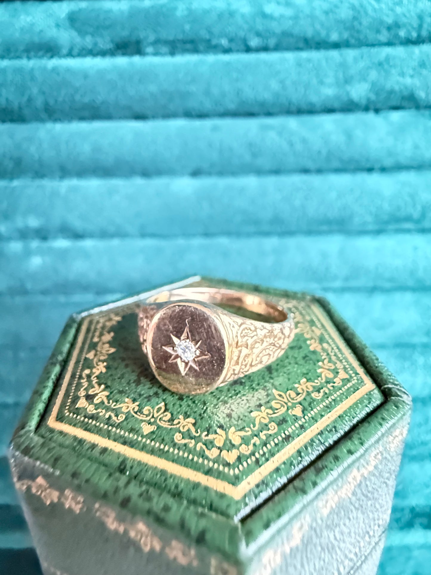 9ct gold diamond signet ring