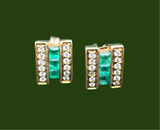18ct gold emerald and diamond earrings
