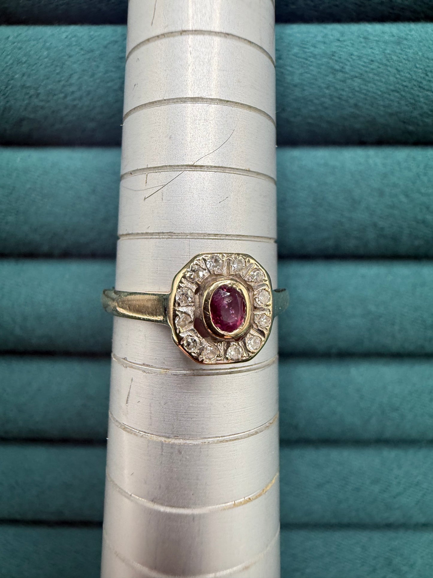 9ct gold ruby diamond ring