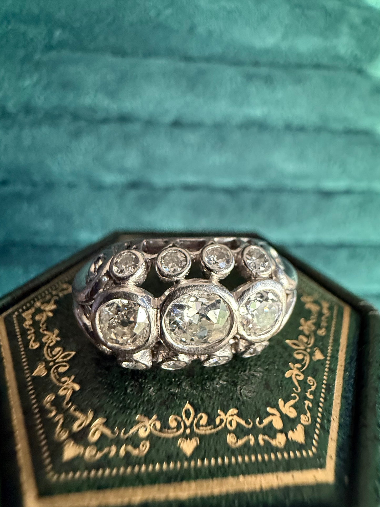 18ct white gold diamond tank ring