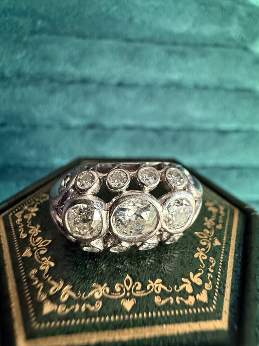 18ct white gold diamond tank ring