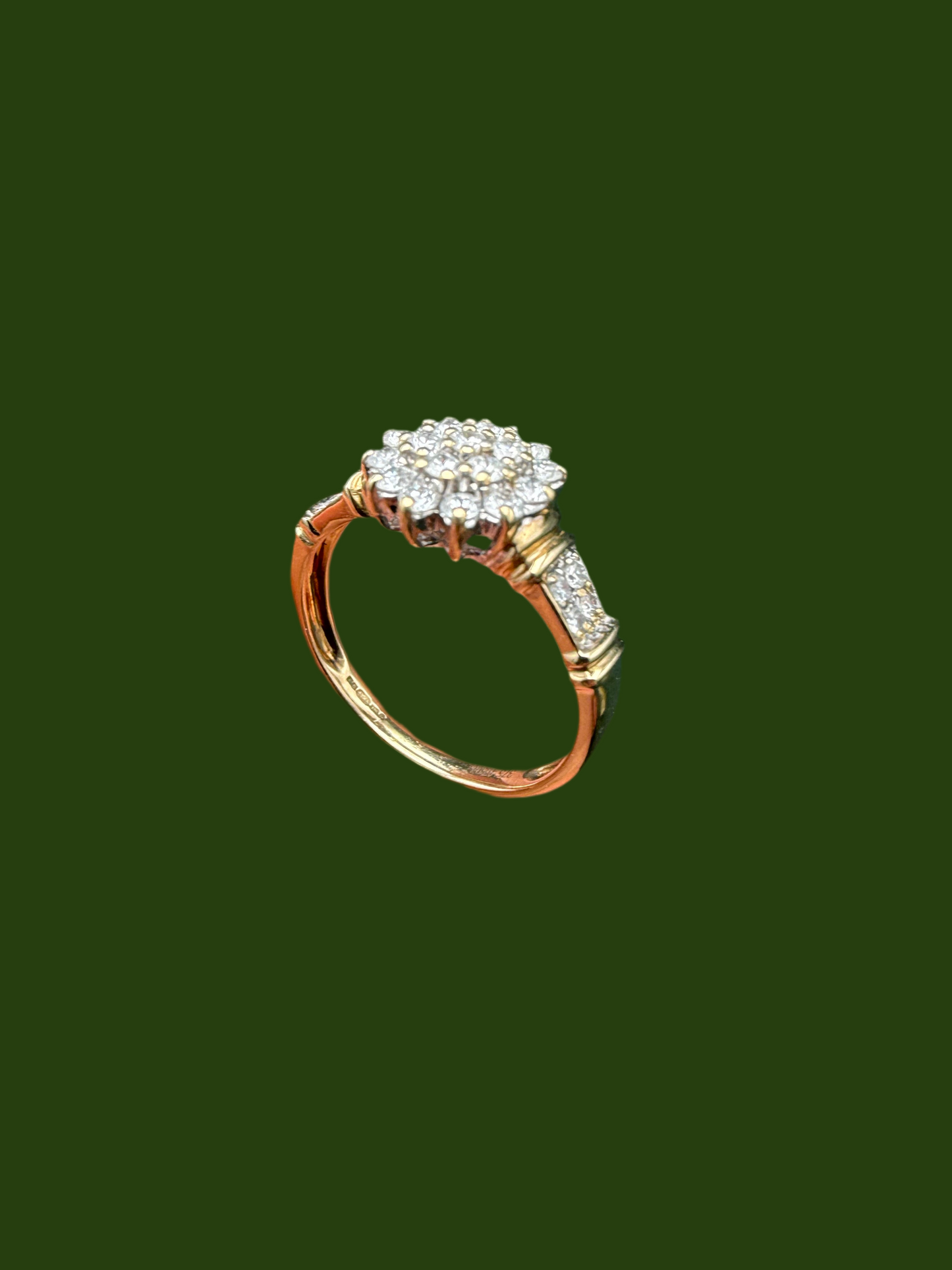9ct gold diamond cluster ring