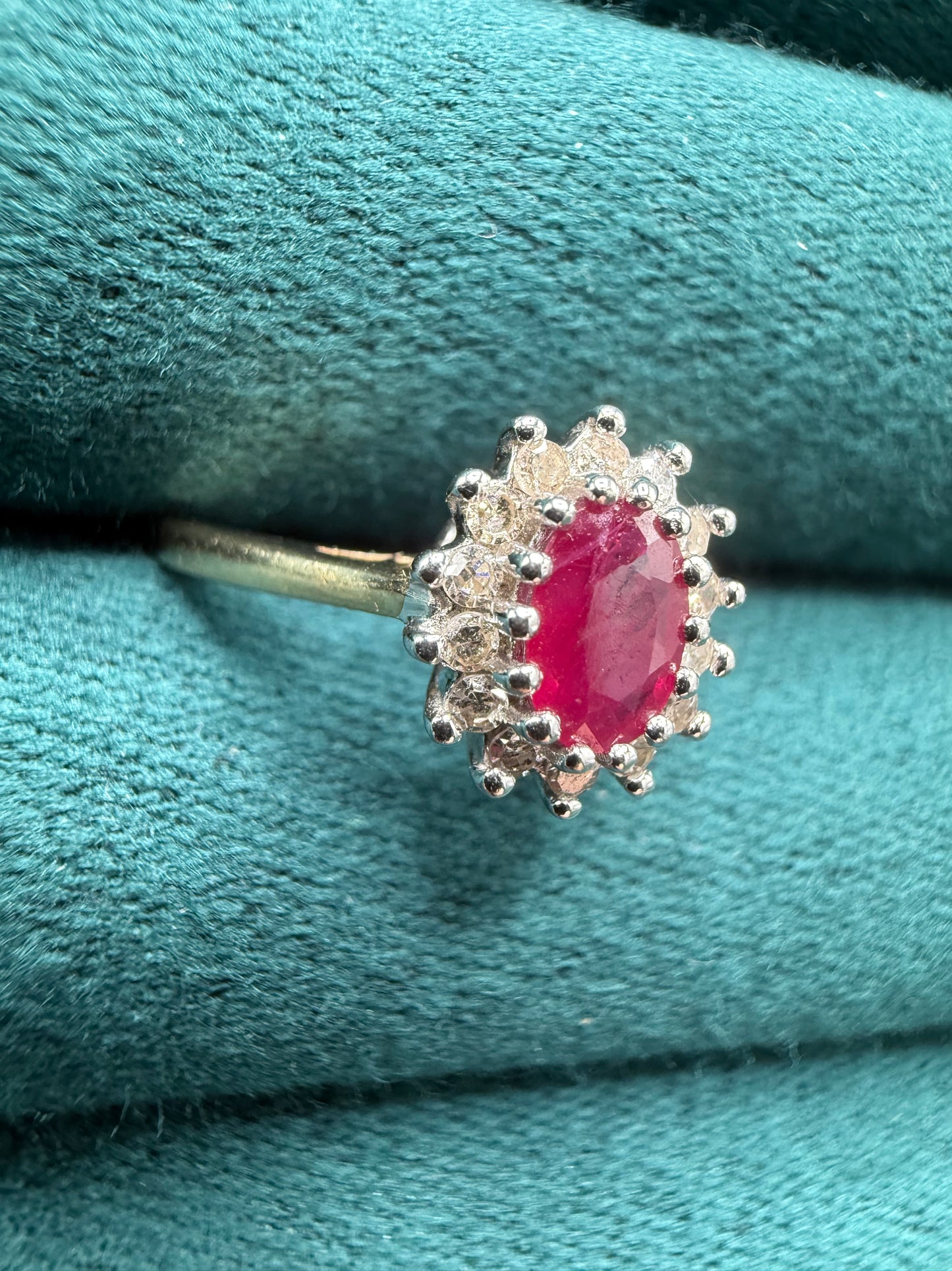 9ct gold ruby and diamond ring