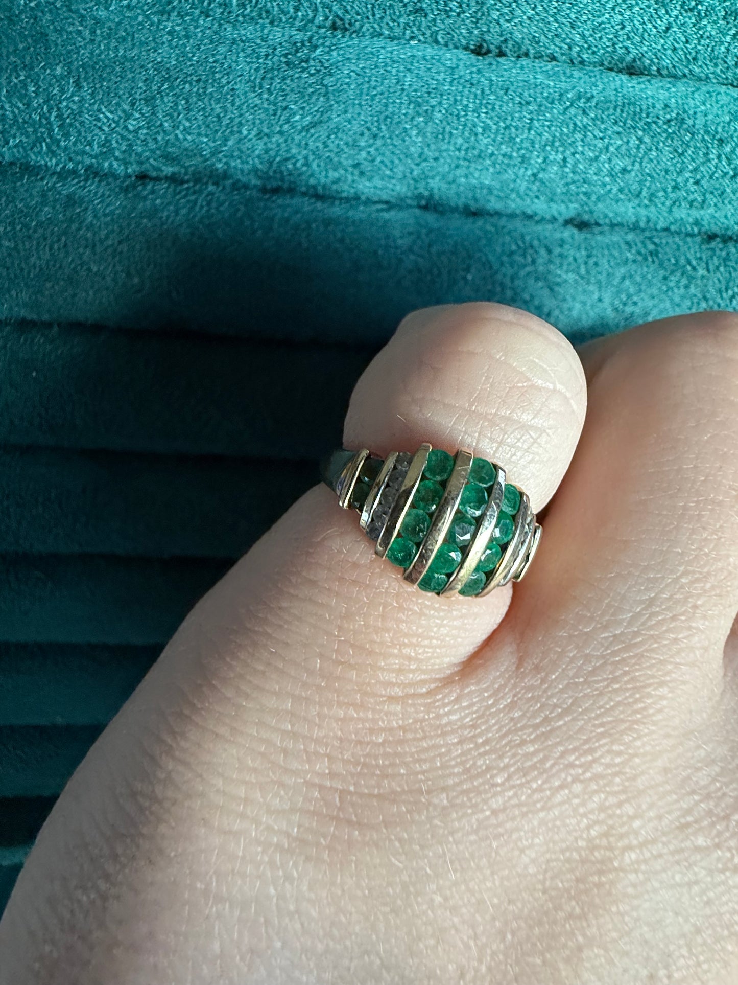 9ct gold Emerald and diamond ring