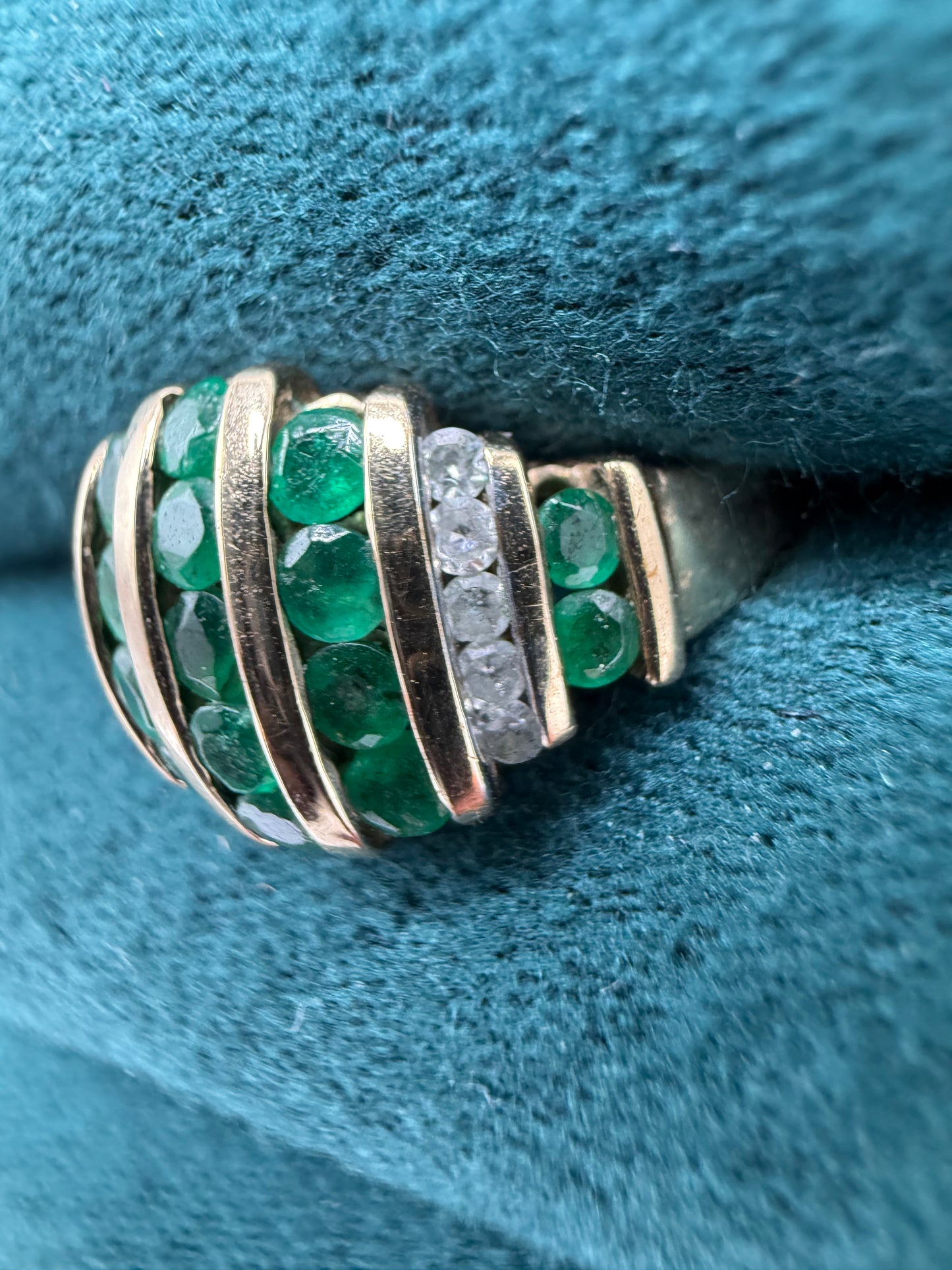 9ct gold Emerald and diamond ring