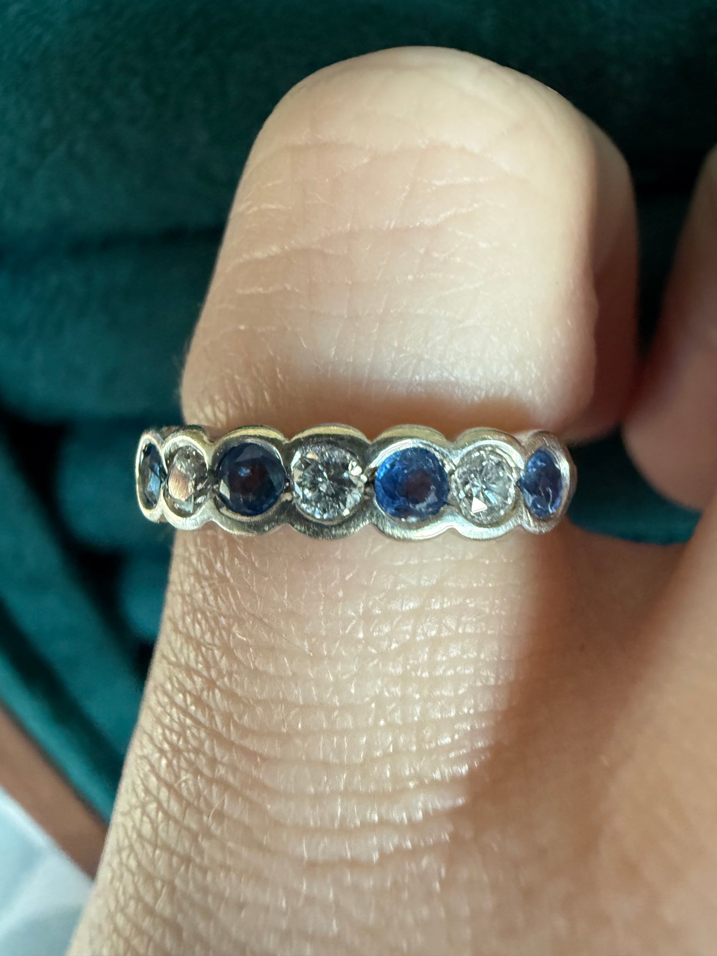 9ct gold sapphire and diamond band ring