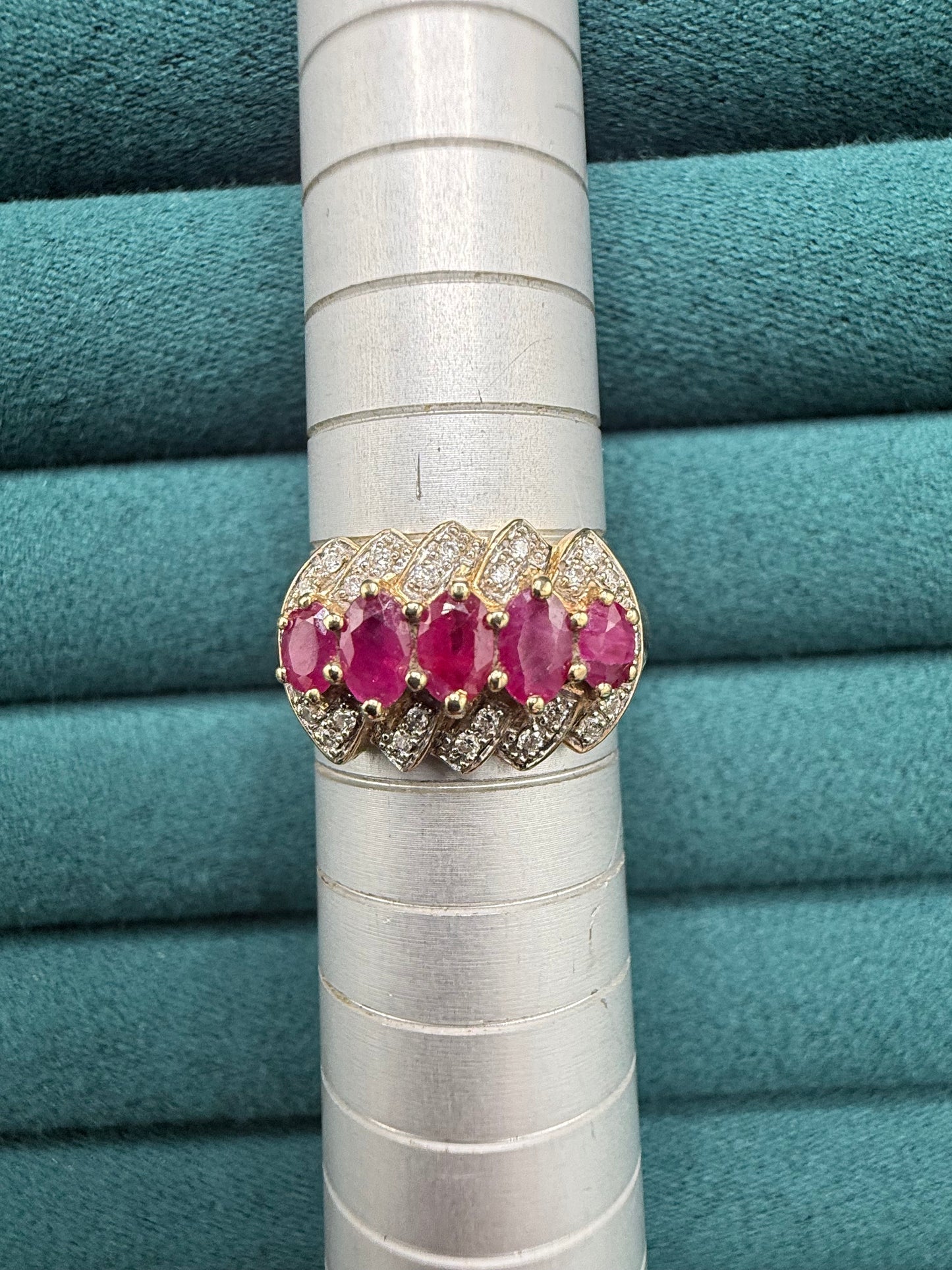 9ct gold ruby and diamond ring