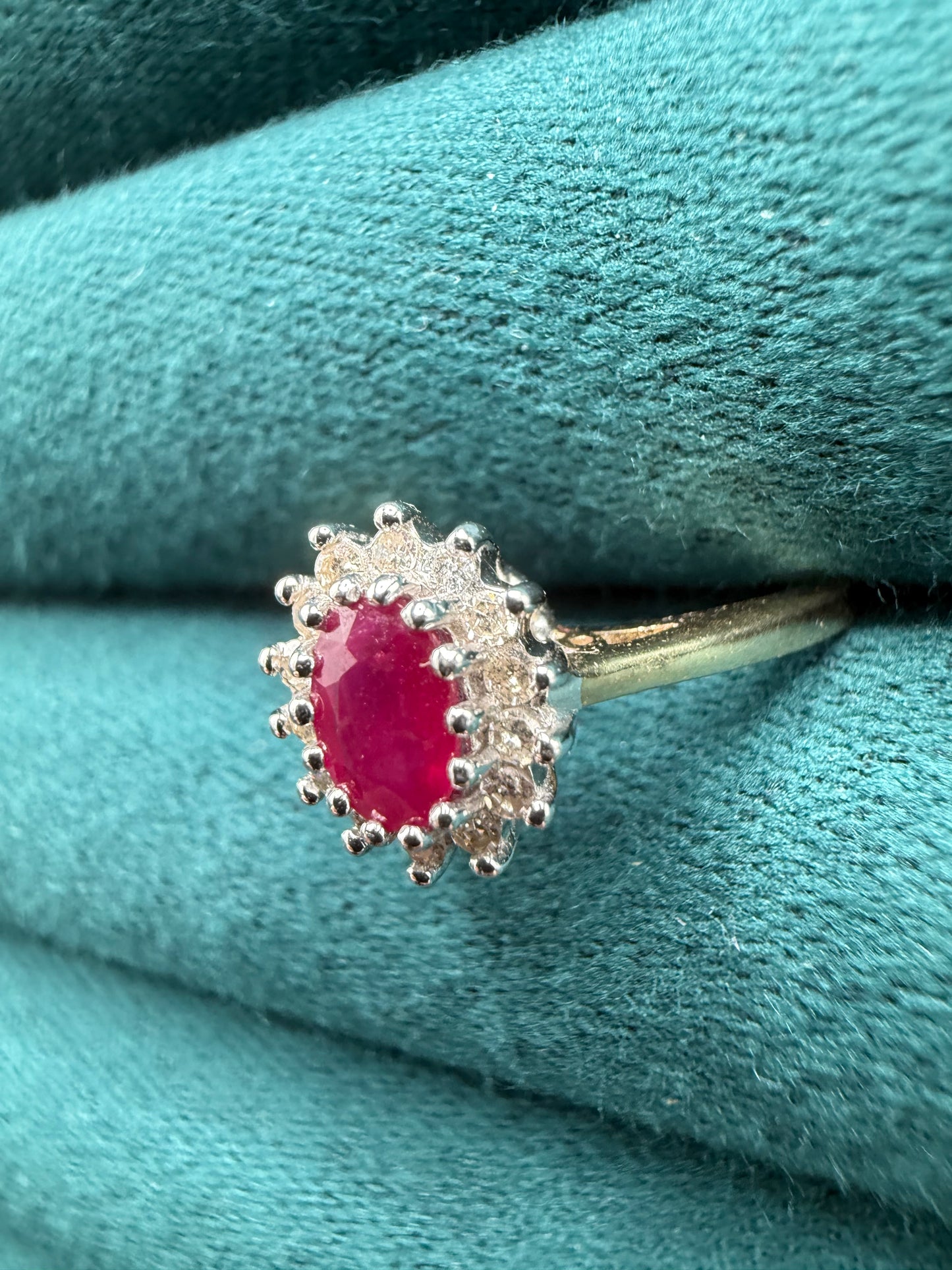 9ct gold ruby and diamond ring