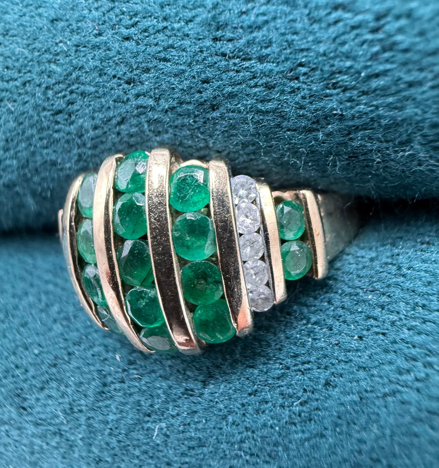 9ct gold Emerald and diamond ring